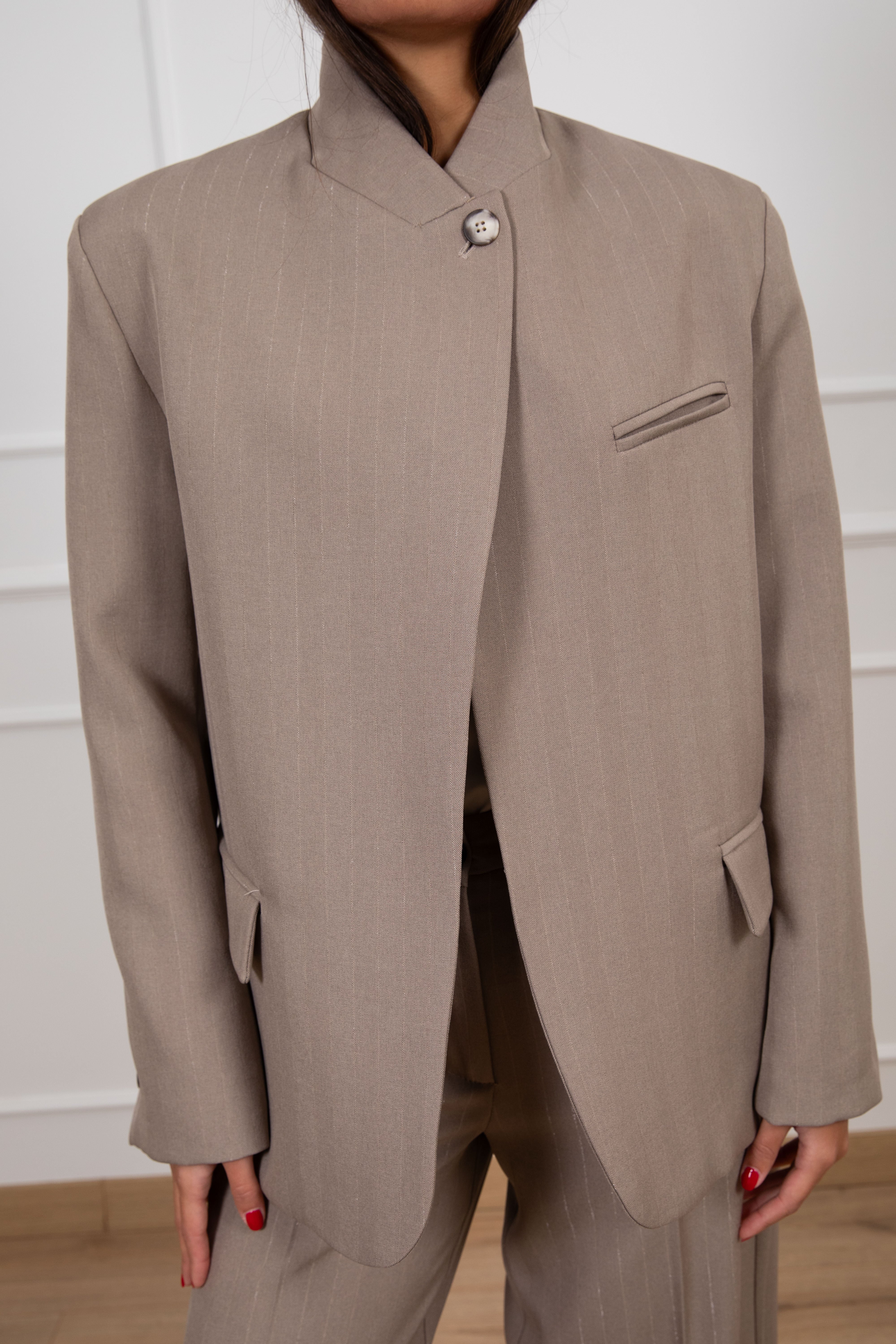 Giacca bottone alto gessato in lurex ViCOLO