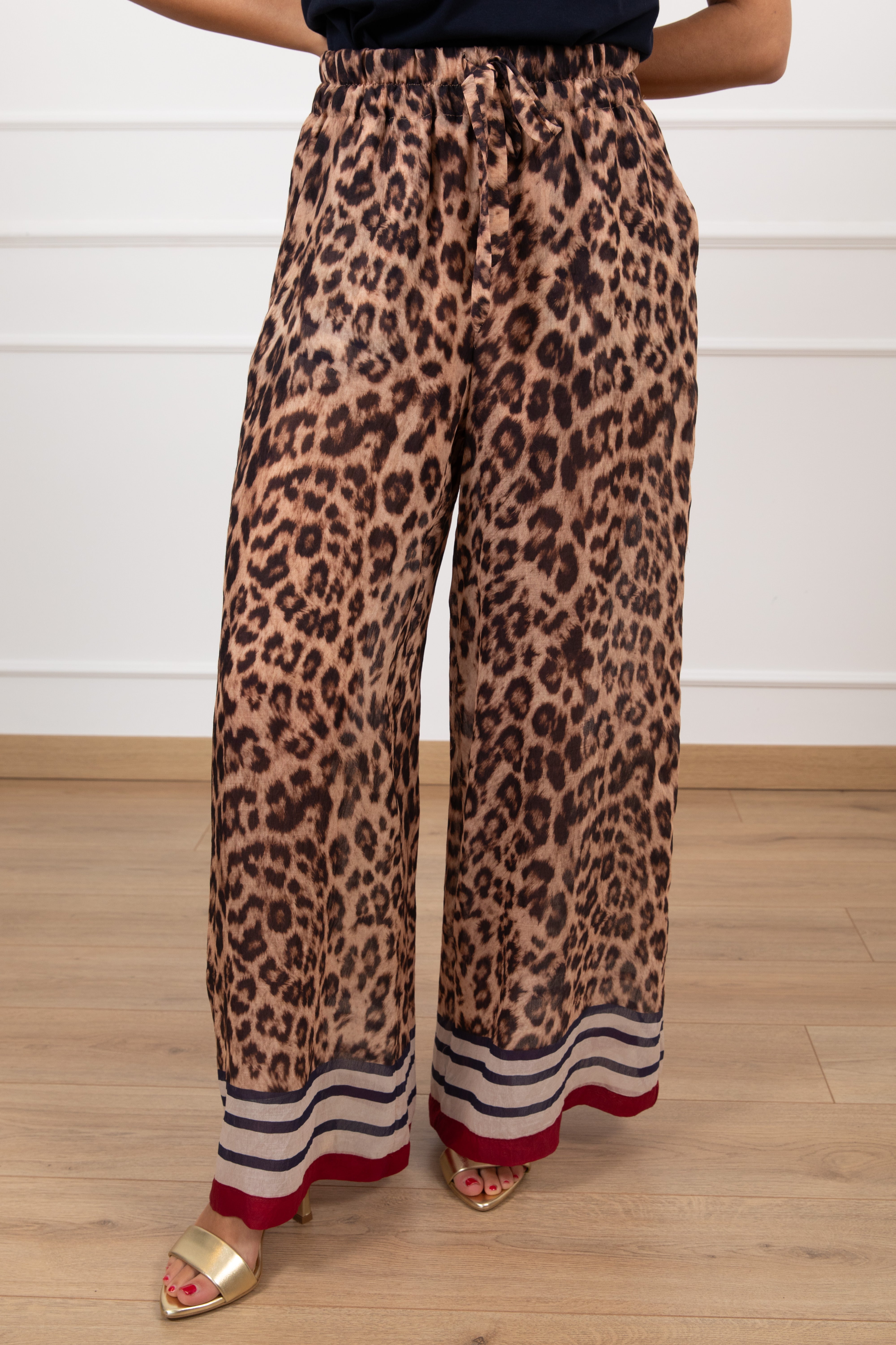 Pantalone animalier in lyocell con banda Tensione IN