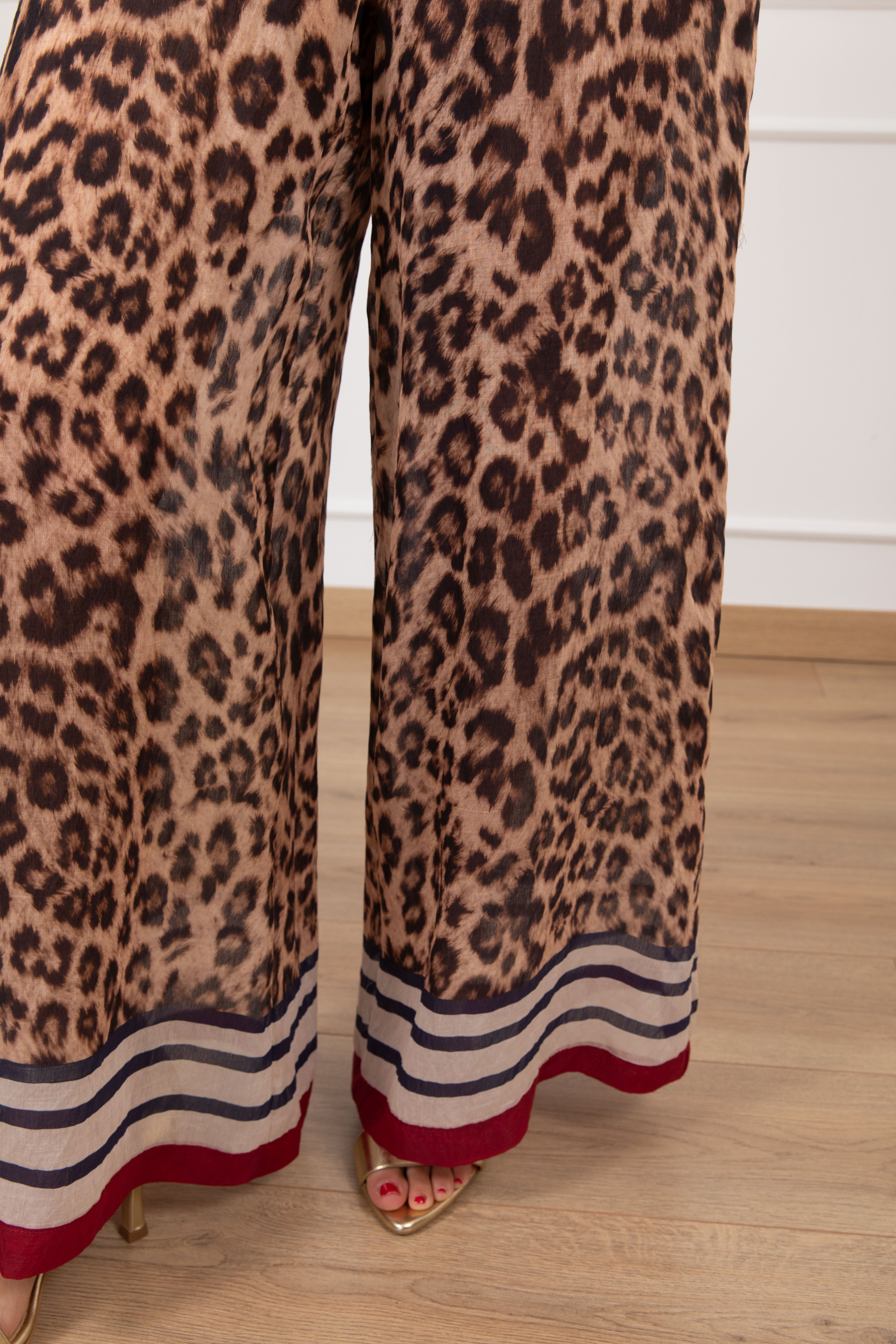 Pantalone animalier in lyocell con banda Tensione IN