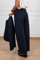 Pantalone 5 tasche in punto milano con cintura placca variante blu Tensione IN