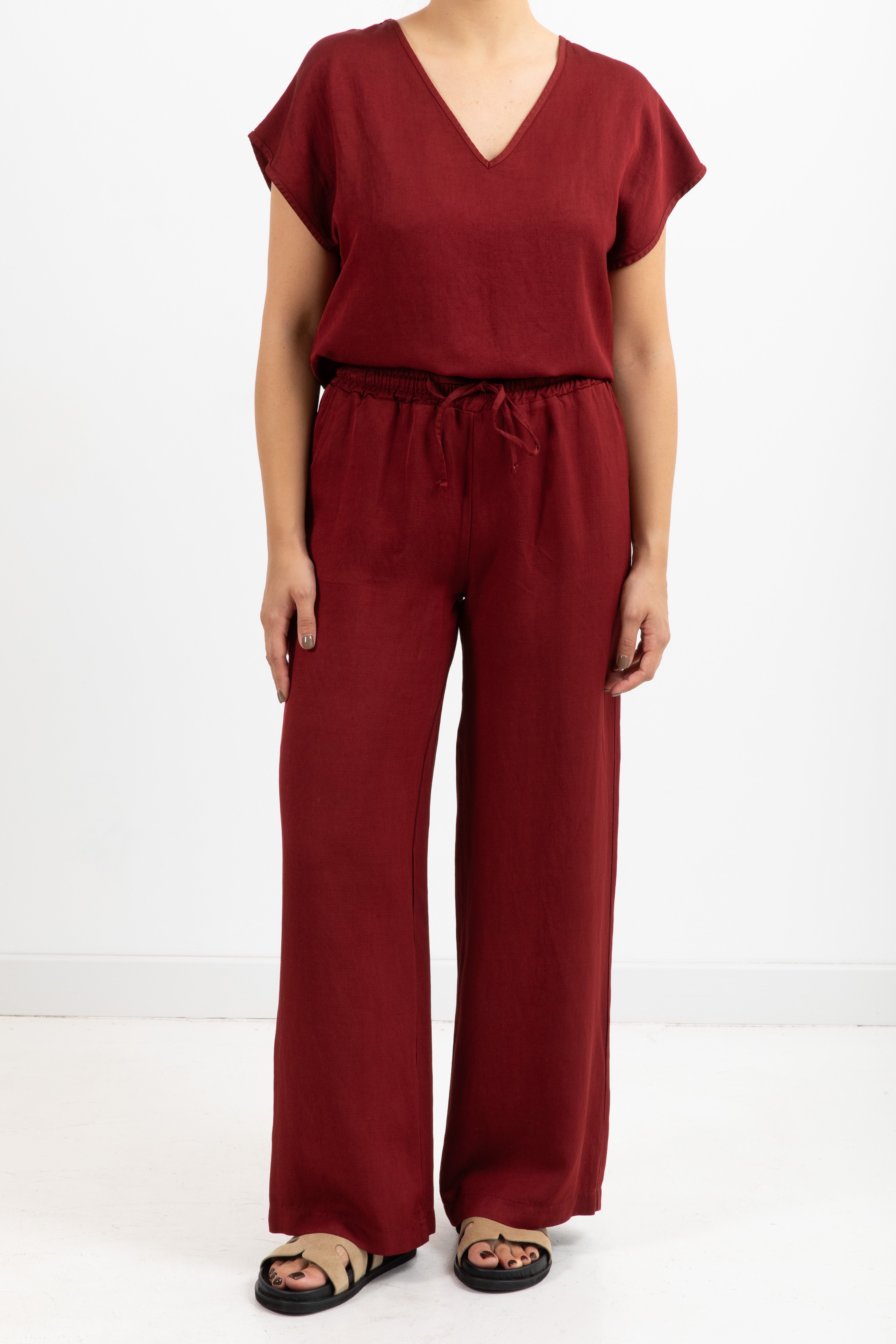 Coordinato blusa scollo a "V" e pantalone con coulisse ViCOLO