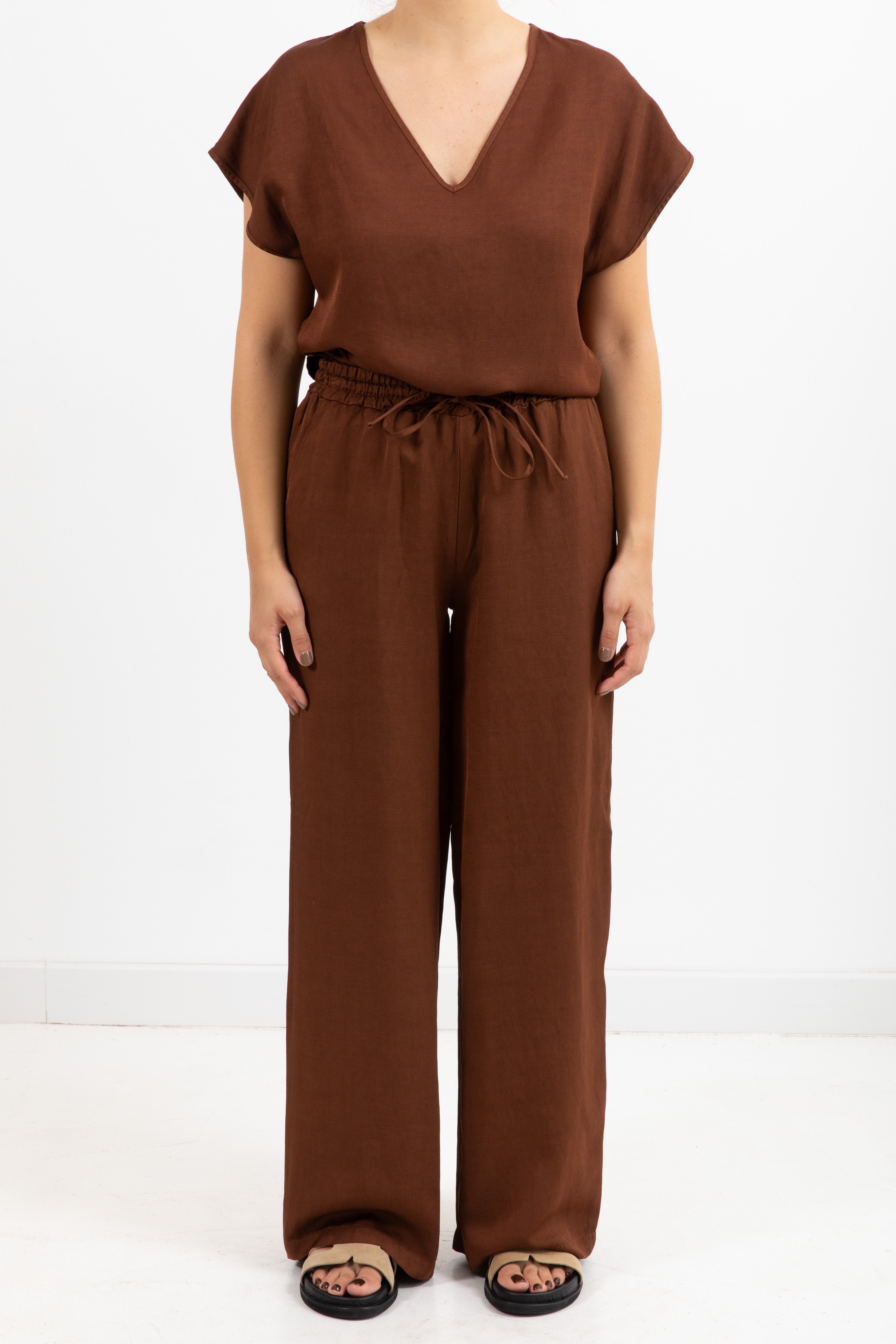 Coordinato blusa scollo a "V" e pantalone con coulisse ViCOLO