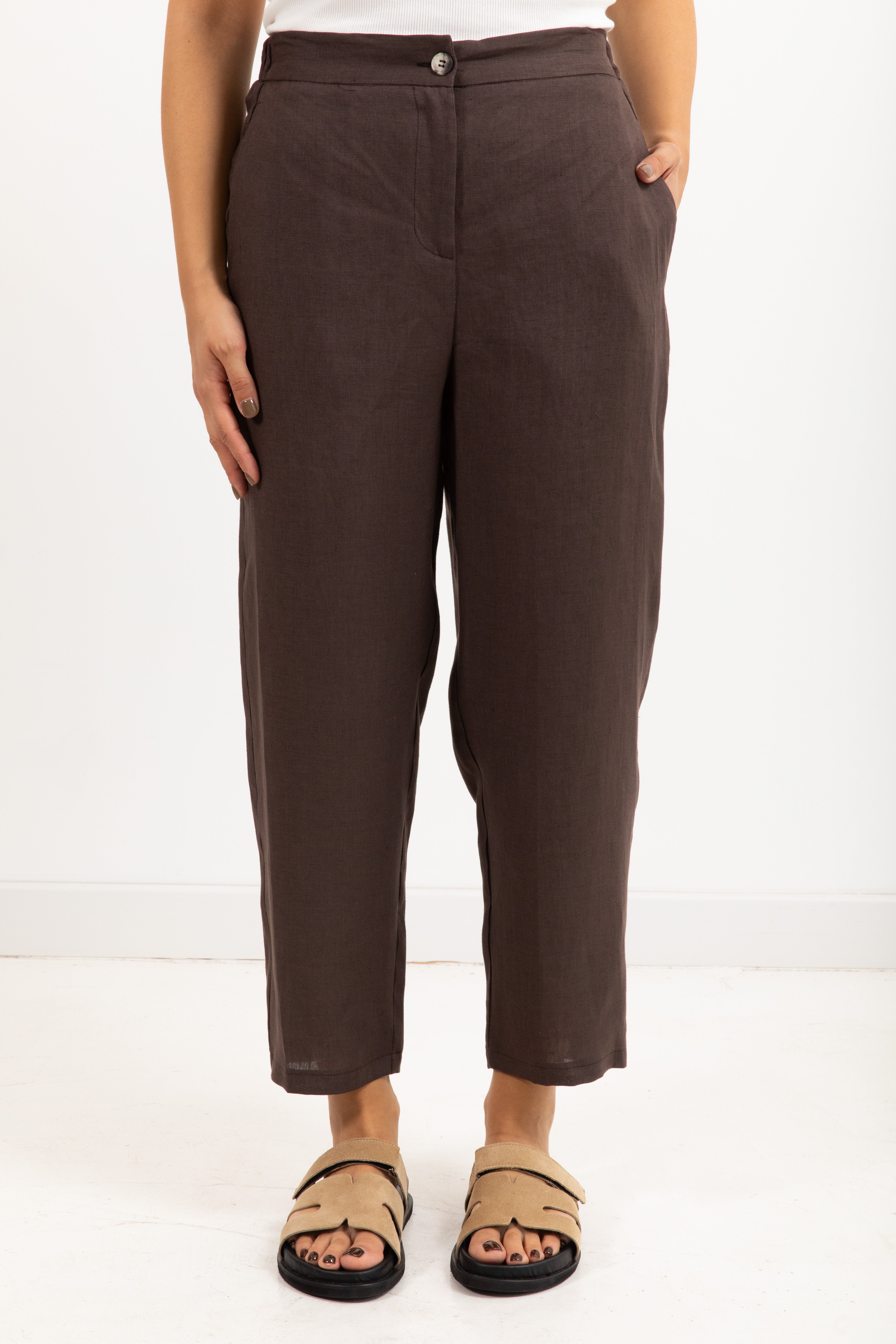 Pantalone carrot-fit 100% lino ViCOLO