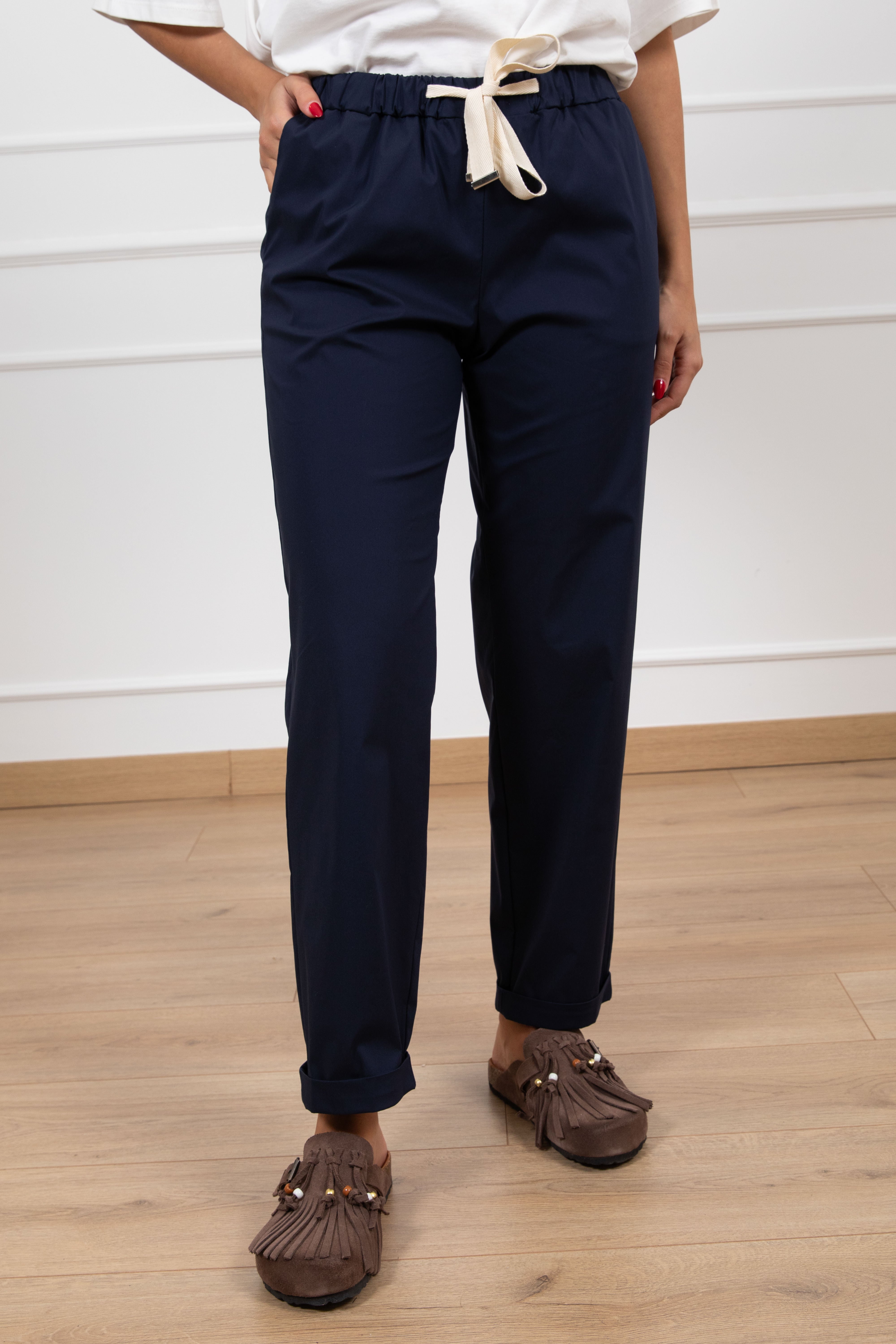Pantalone in cotone leggero con coulisse ViCOLO