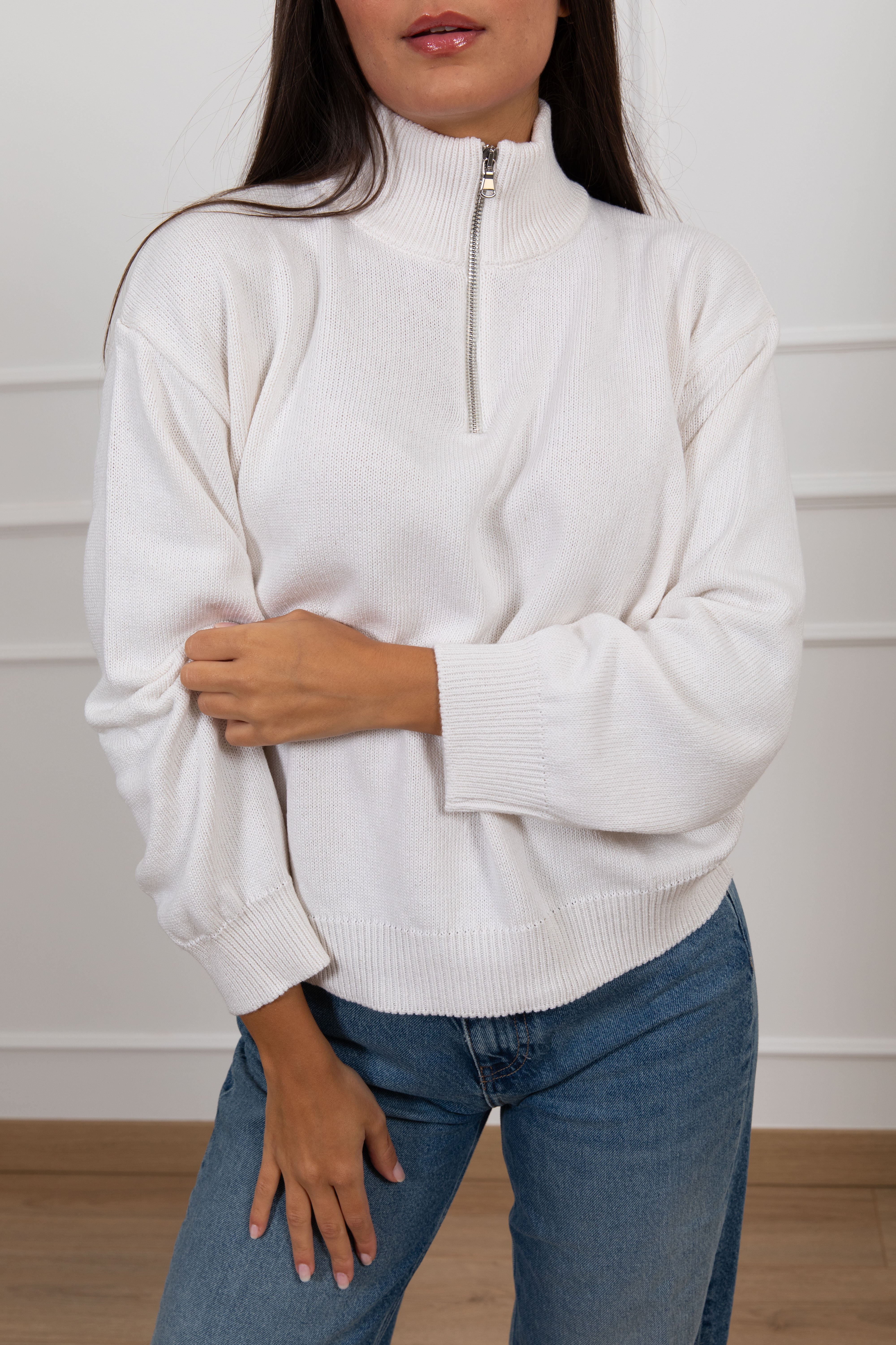 Maglia con mezza zip tinta unita Tensione IN