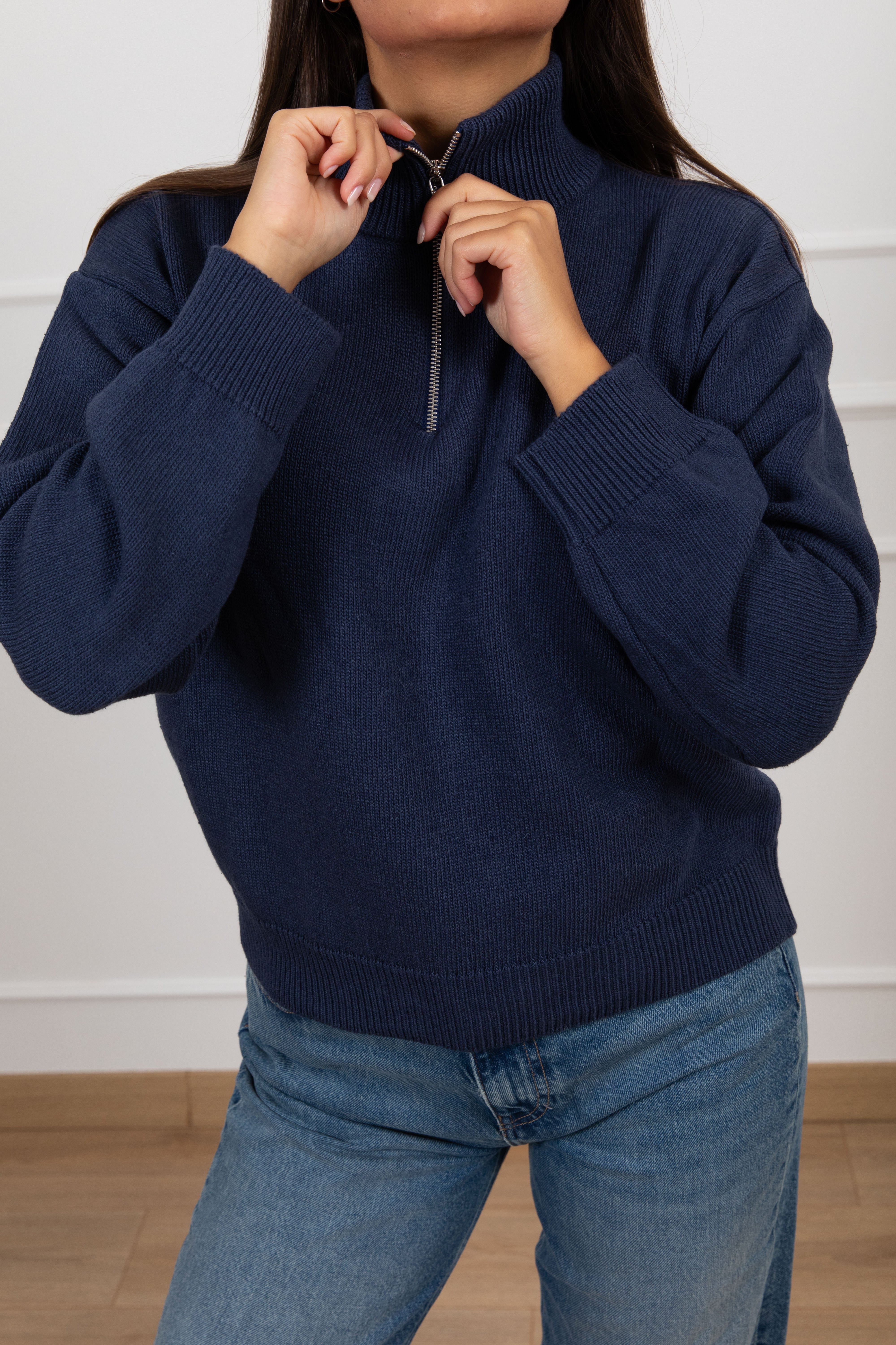 Maglia con mezza zip tinta unita Tensione IN