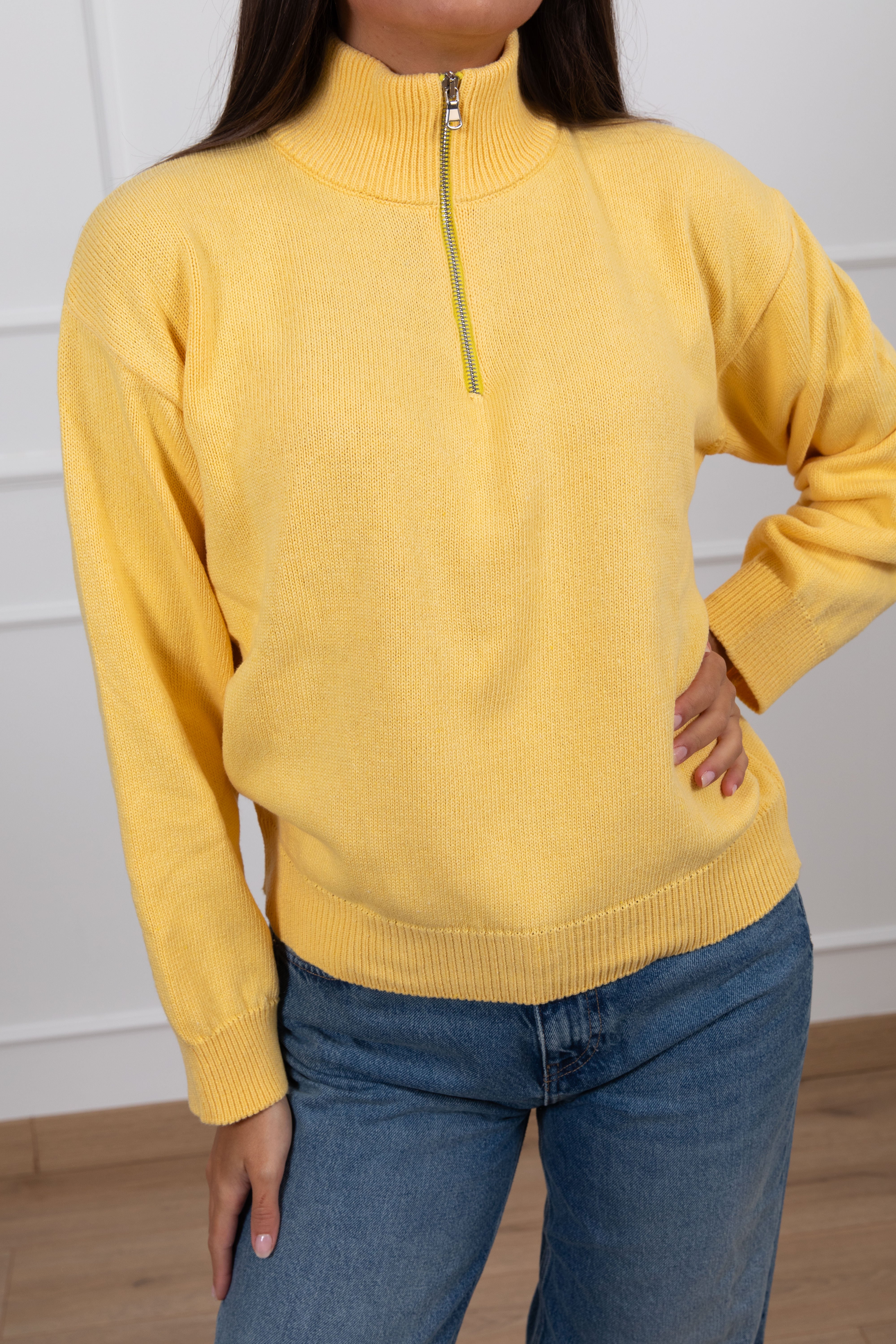 Maglia con mezza zip tinta unita Tensione IN