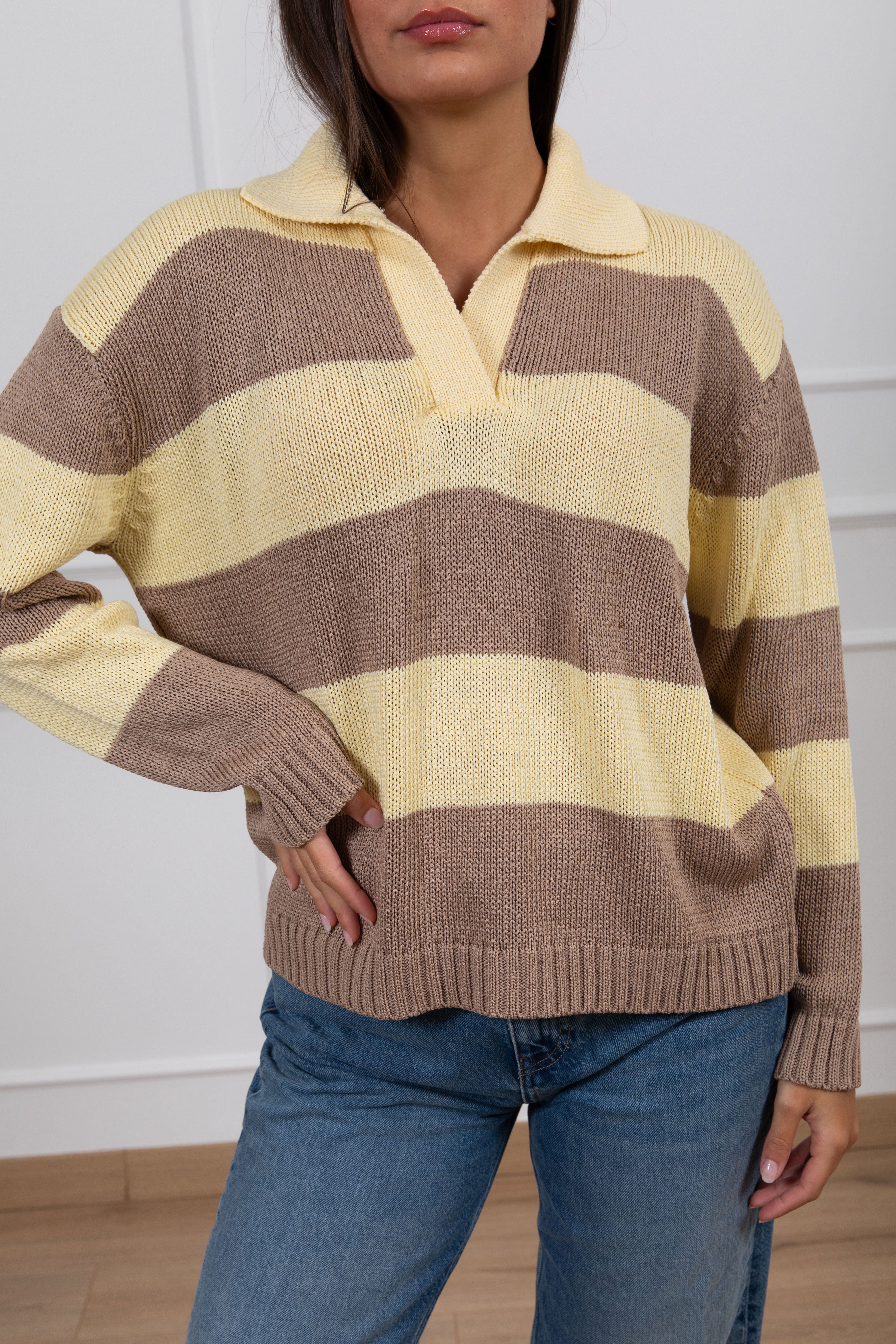 Polo in maglia a righe larghe Tensione IN