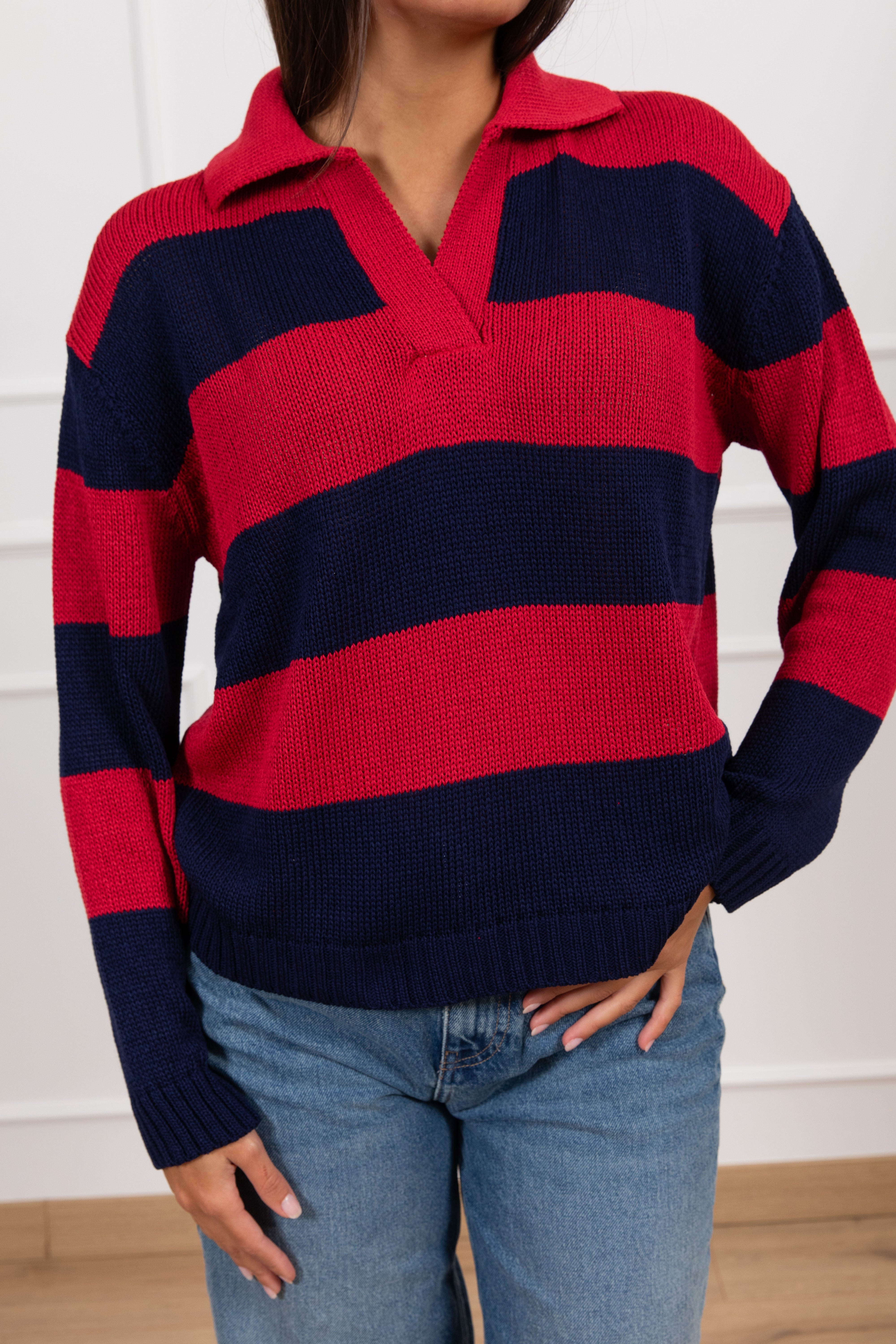 Polo in maglia a righe larghe Tensione IN