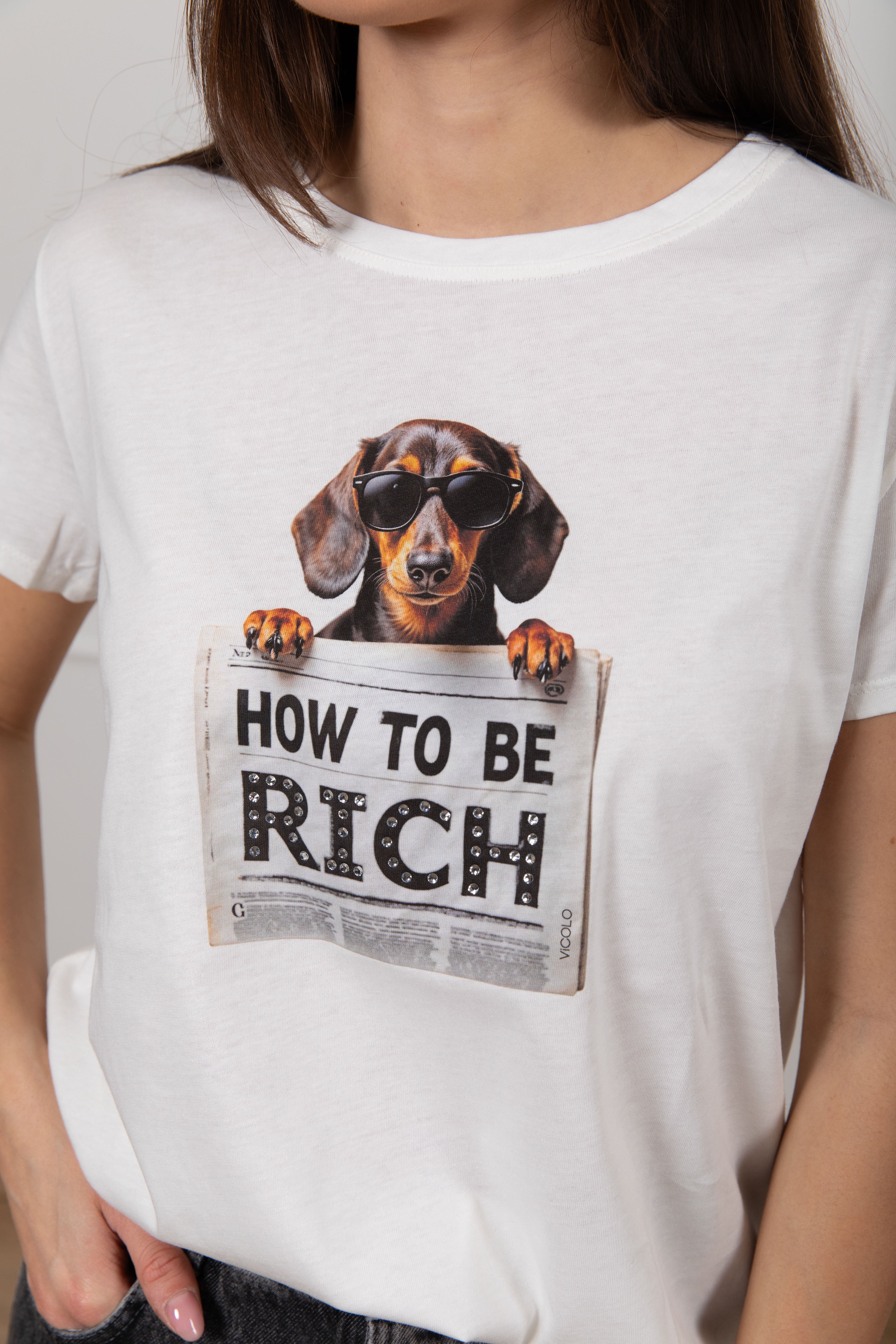 T-shirt bassotto "How to be rich" ViCOLO