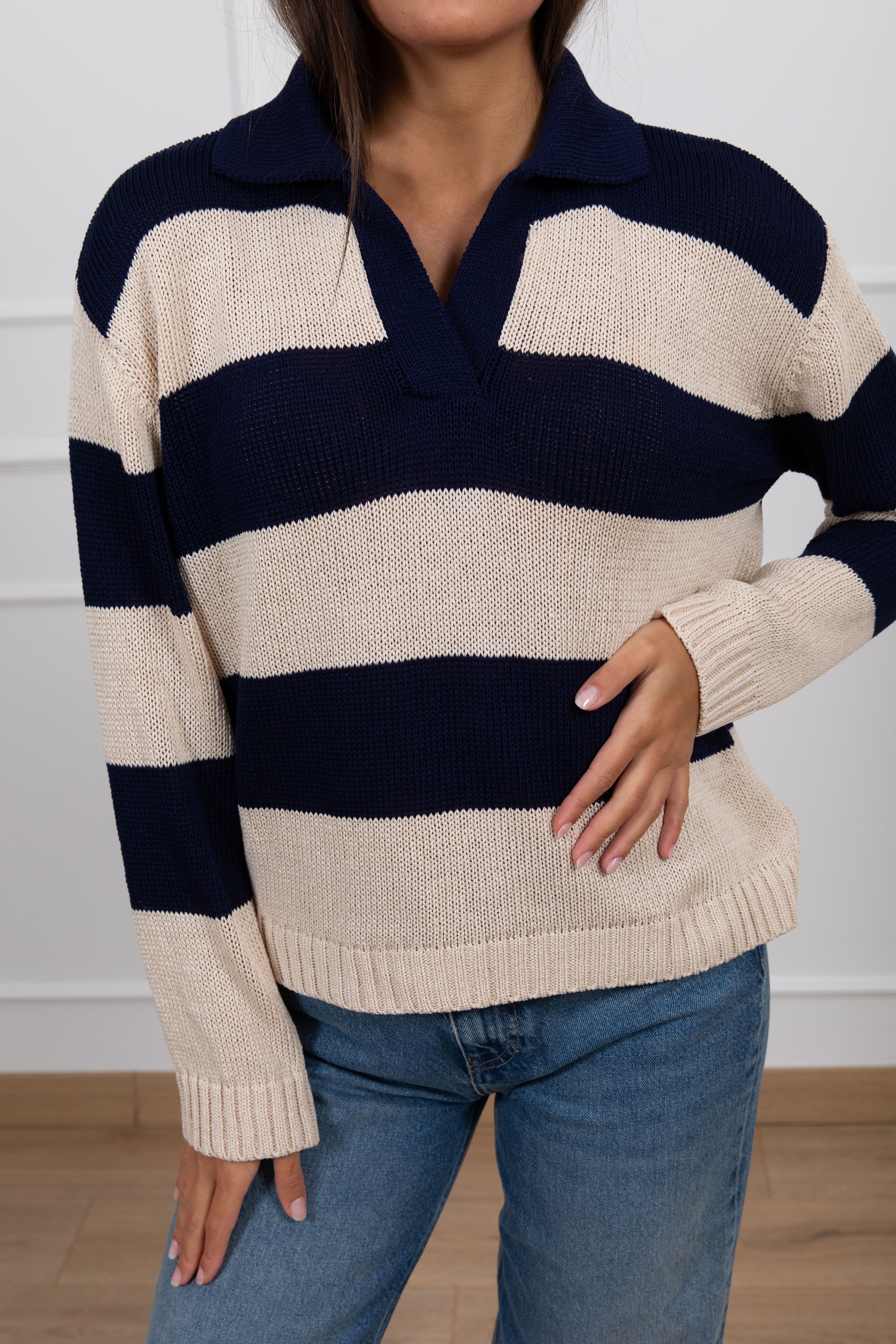 Polo in maglia a righe larghe Tensione IN