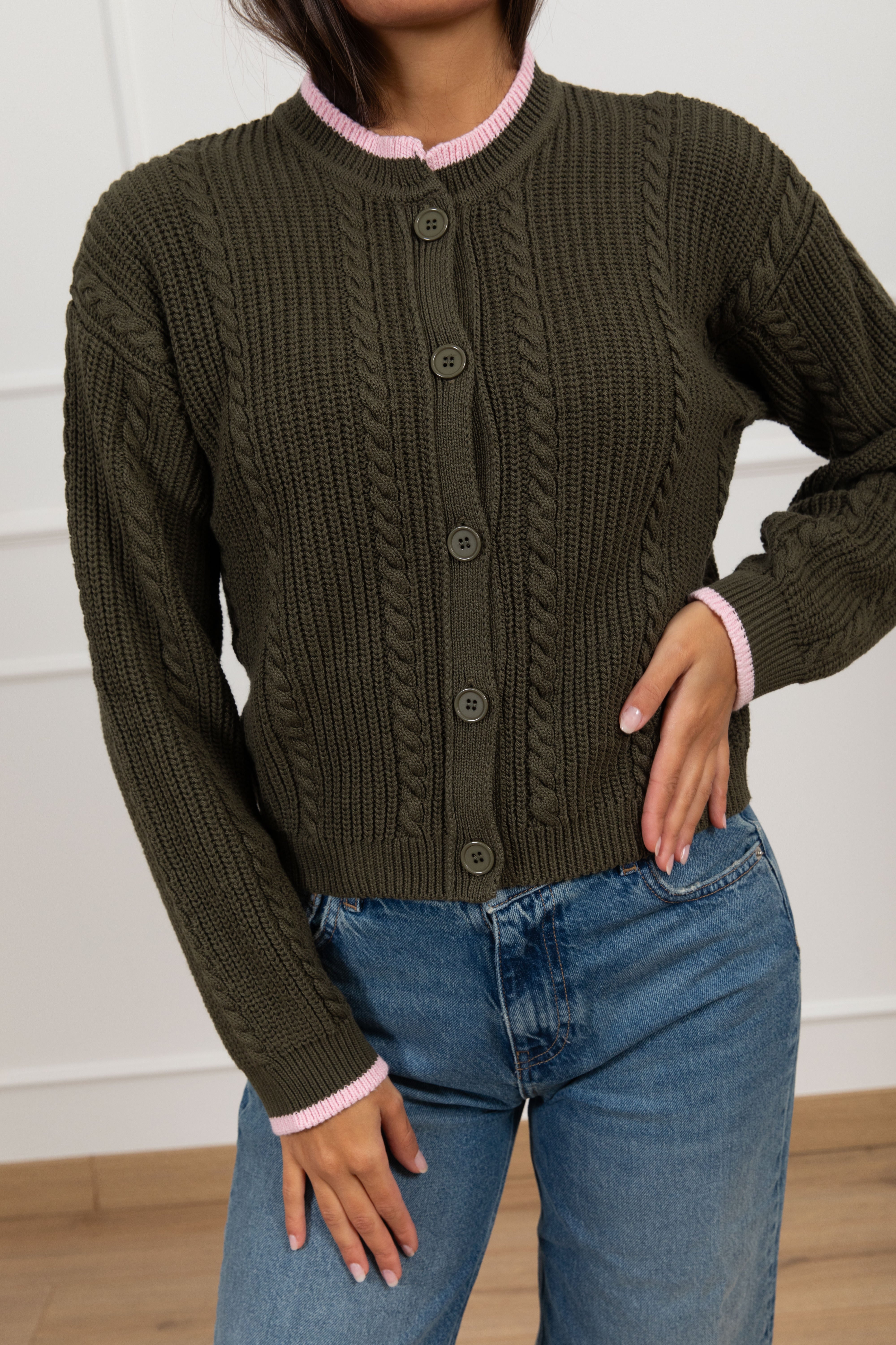 Cardigan trecce con profili a contrasto Tensione IN