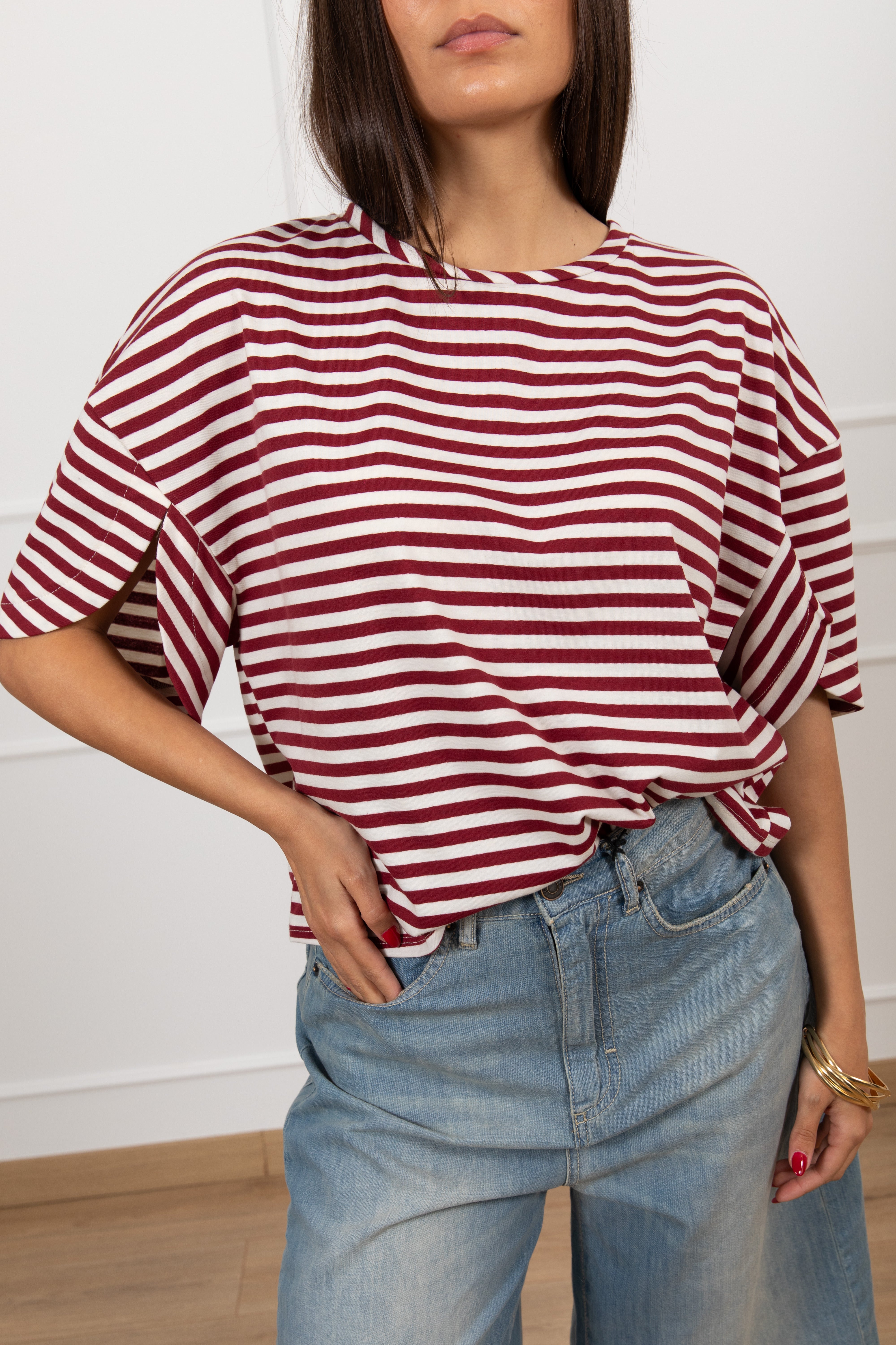 T-shirt scatoletta a righe ViCOLO