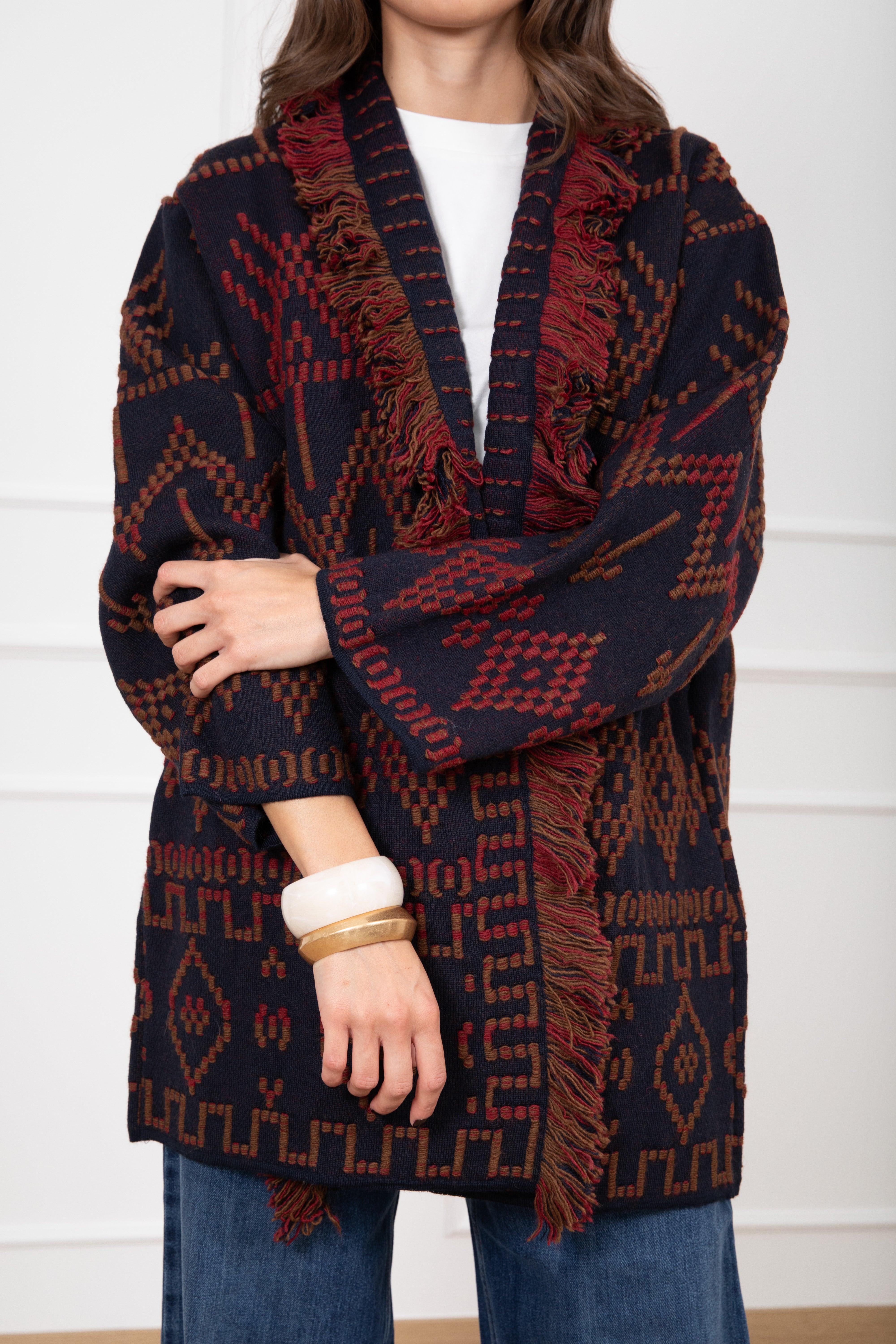 Maxi-cardigan con ricamo ikat Tensione IN