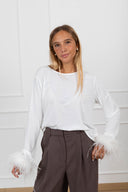 Blusa con inserto piume variante burro ViCOLO