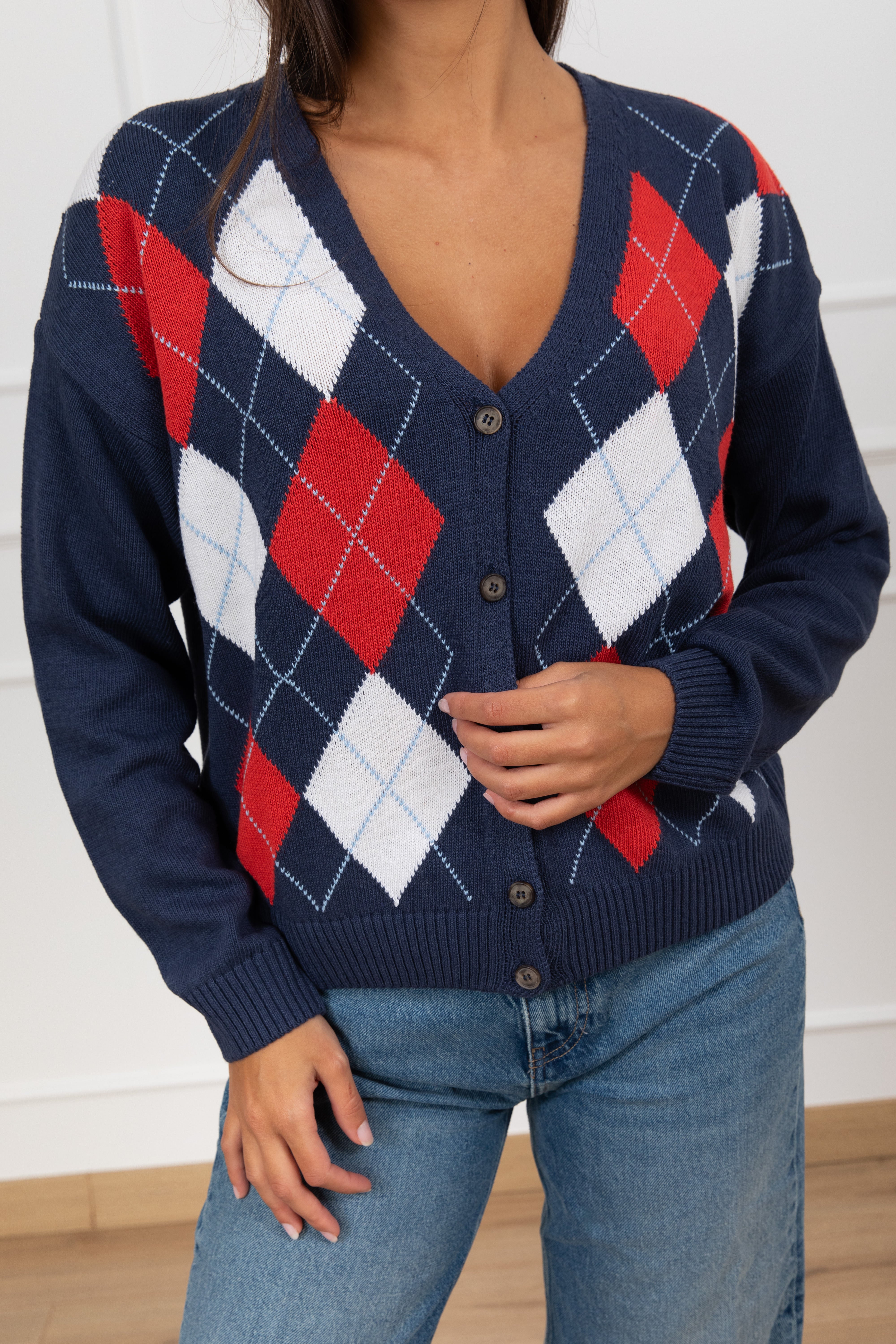 Cardigan a rombi con scollo a "V" Tensione IN