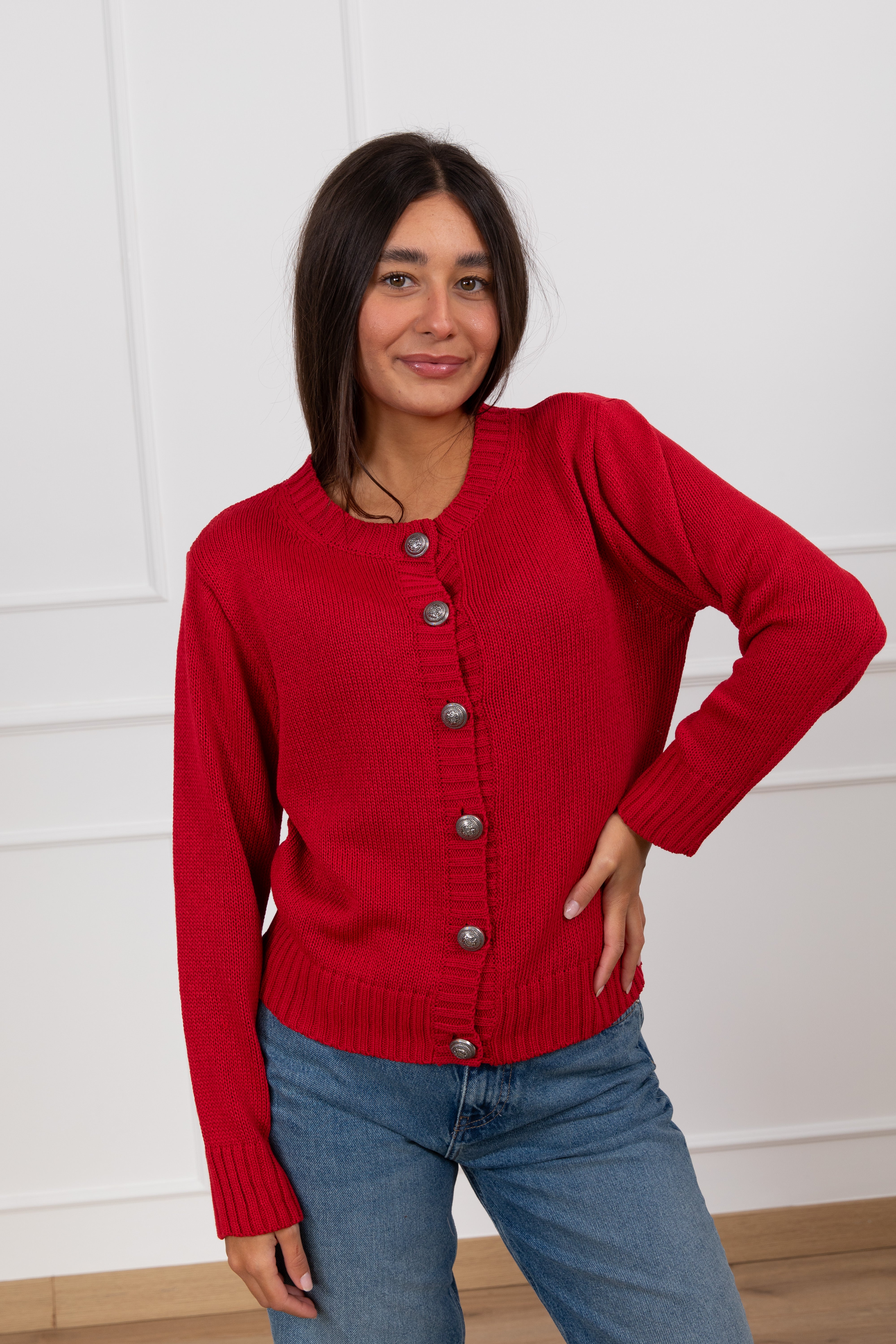 Cardigan in maglia con bottoni argento Tensione IN