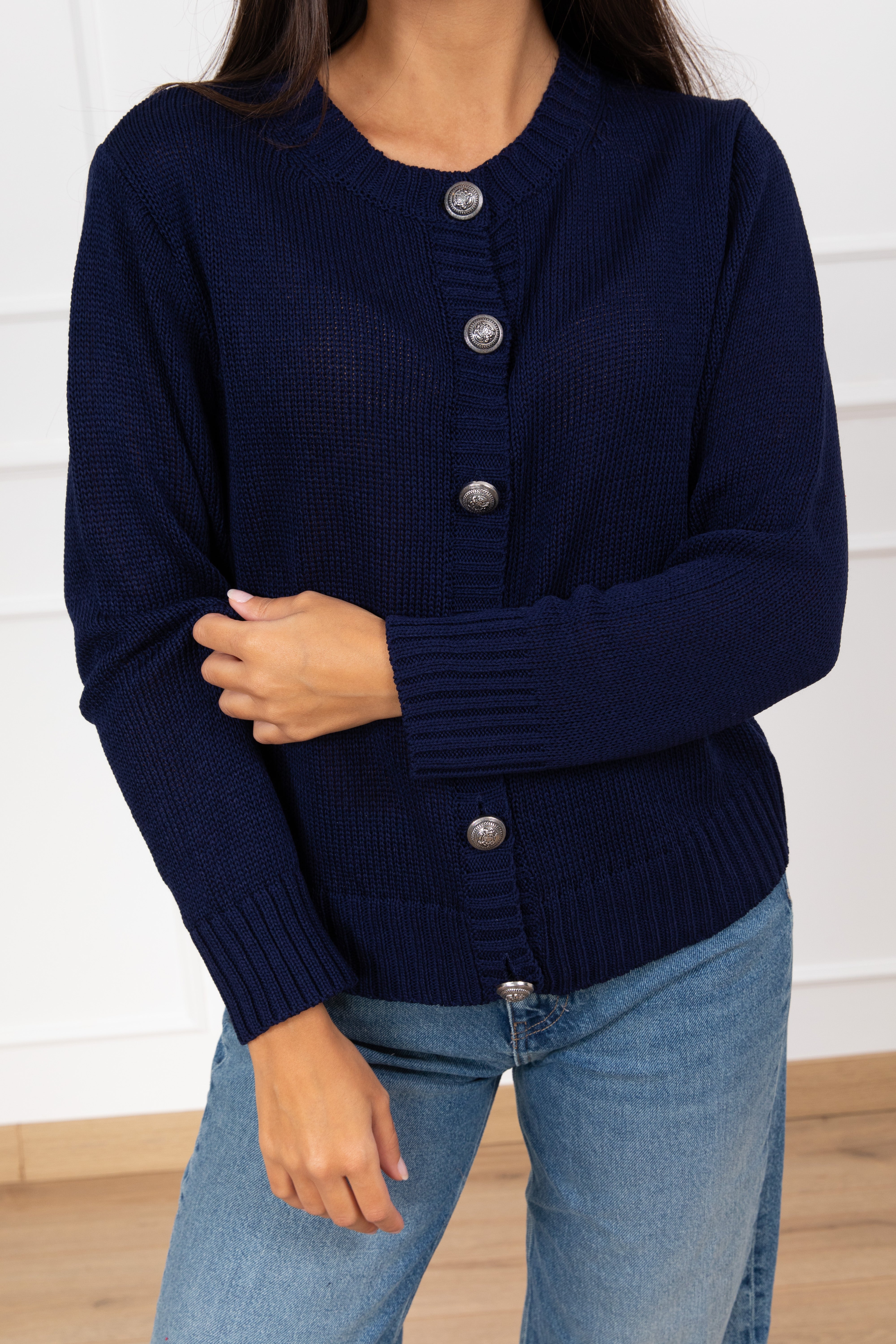 Cardigan in maglia con bottoni argento Tensione IN