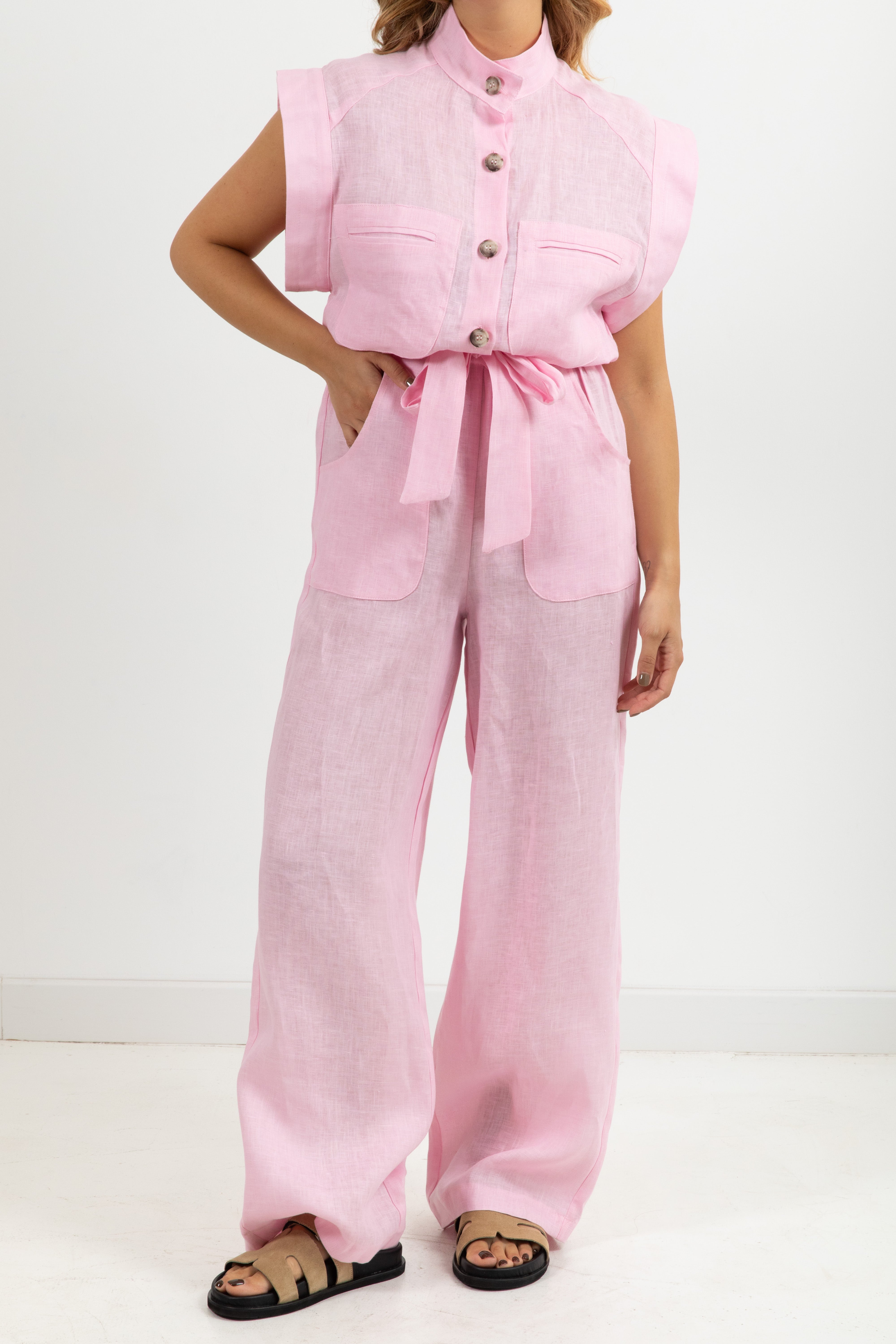 Jumpsuit con coulisse 100% lino ViCOLO