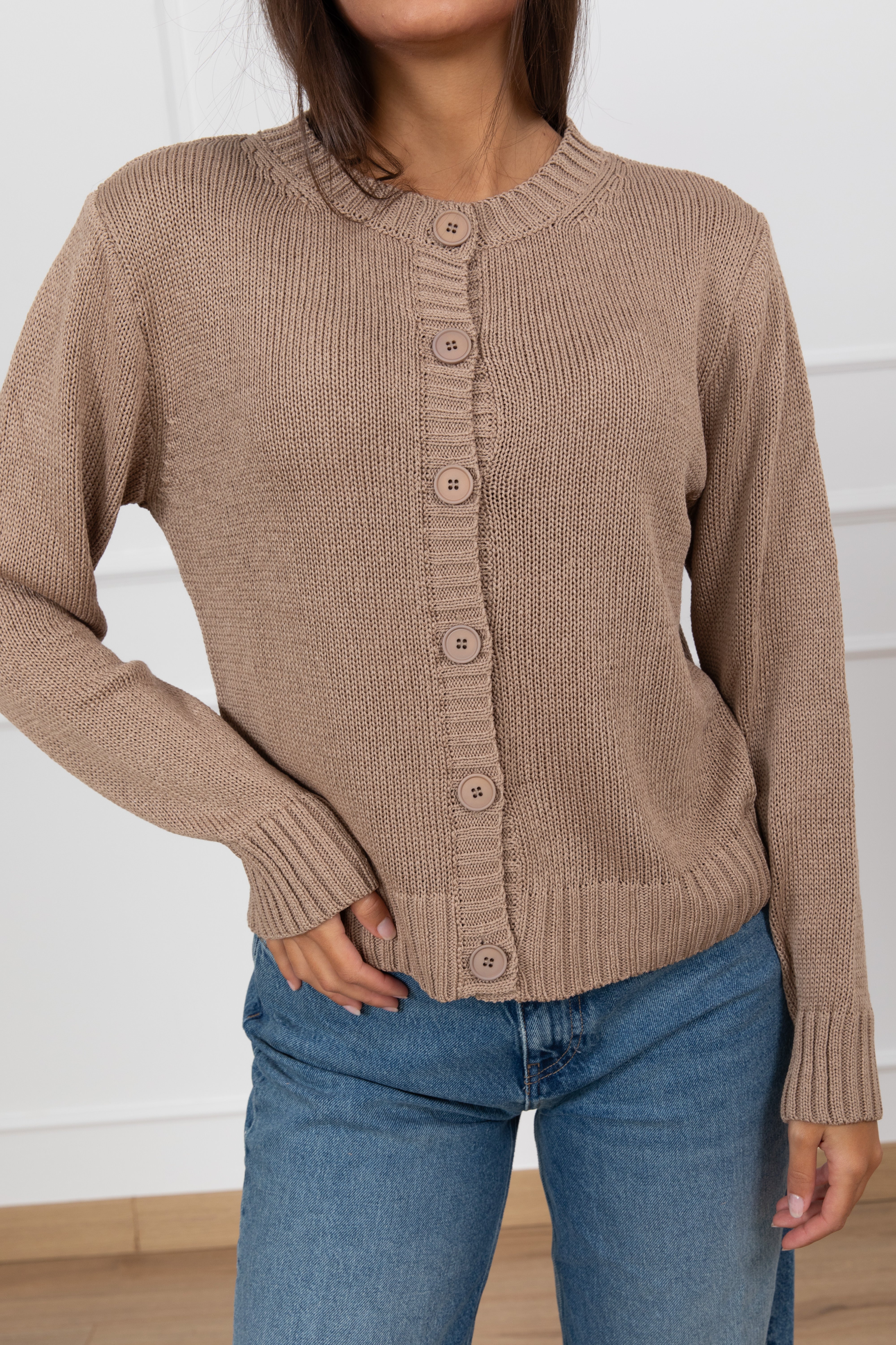 Cardigan girocollo in maglia Tensione IN