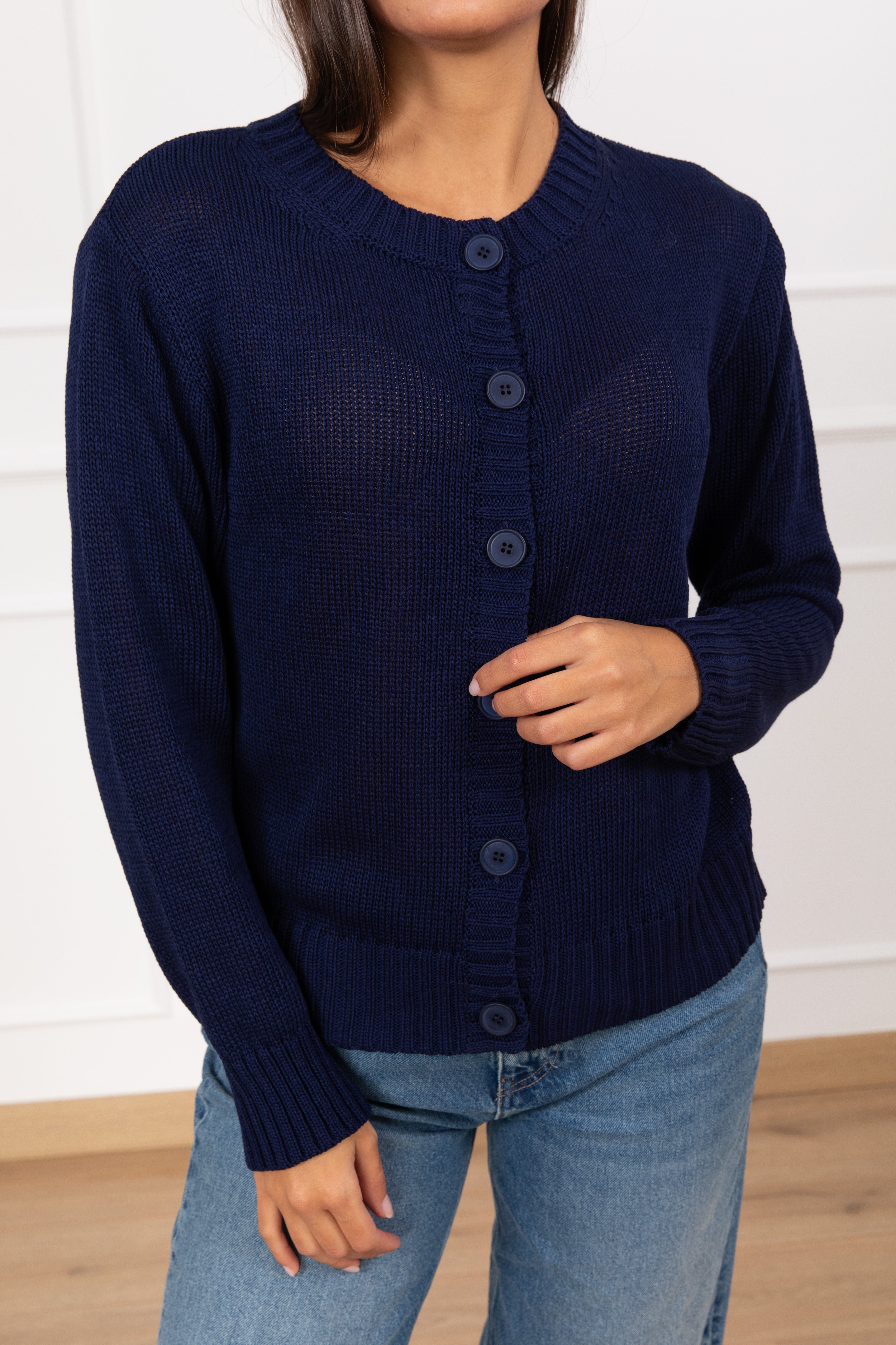 Cardigan girocollo in maglia Tensione IN