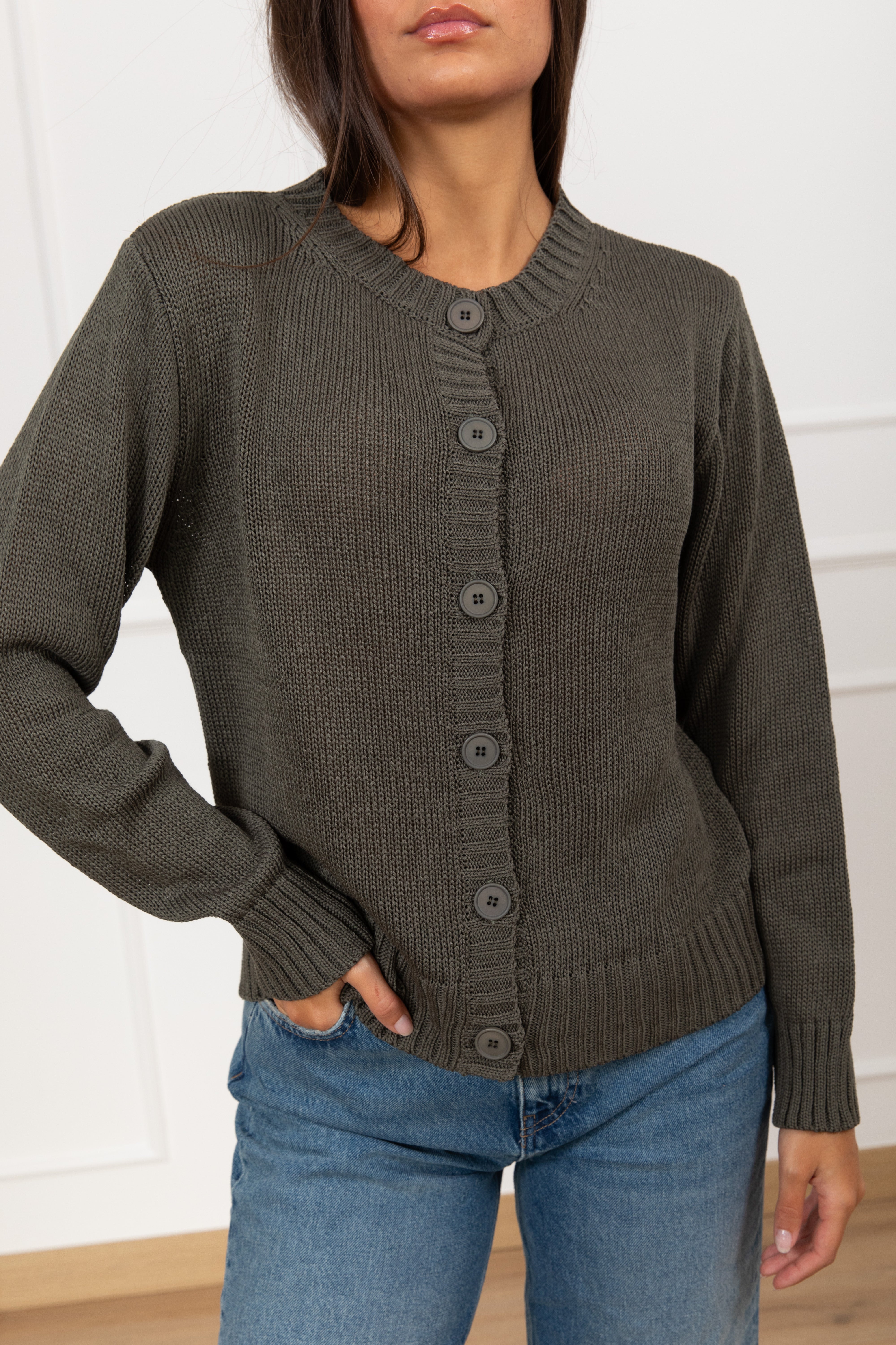 Cardigan girocollo in maglia Tensione IN