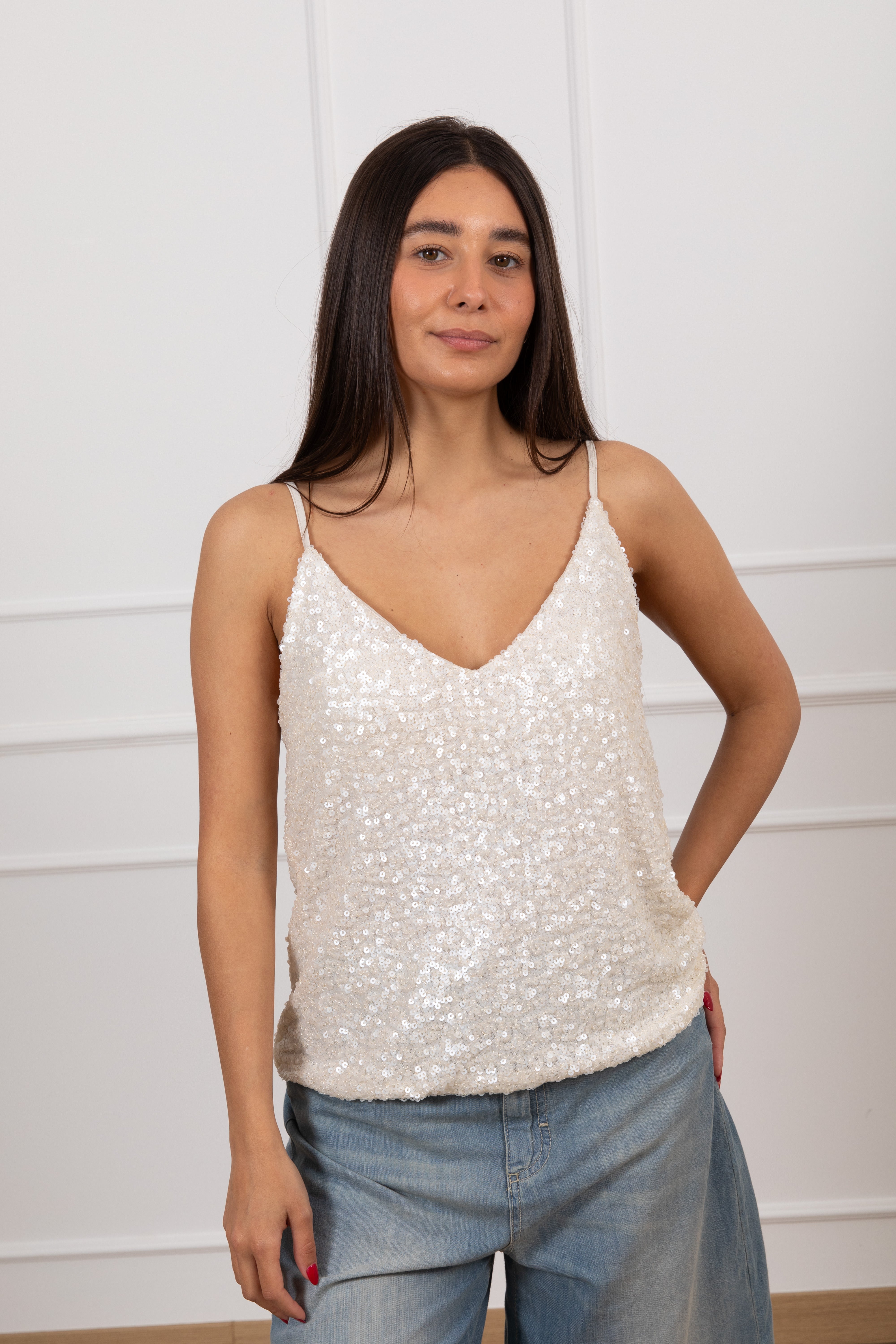Canotta paillettes con bretella ViCOLO