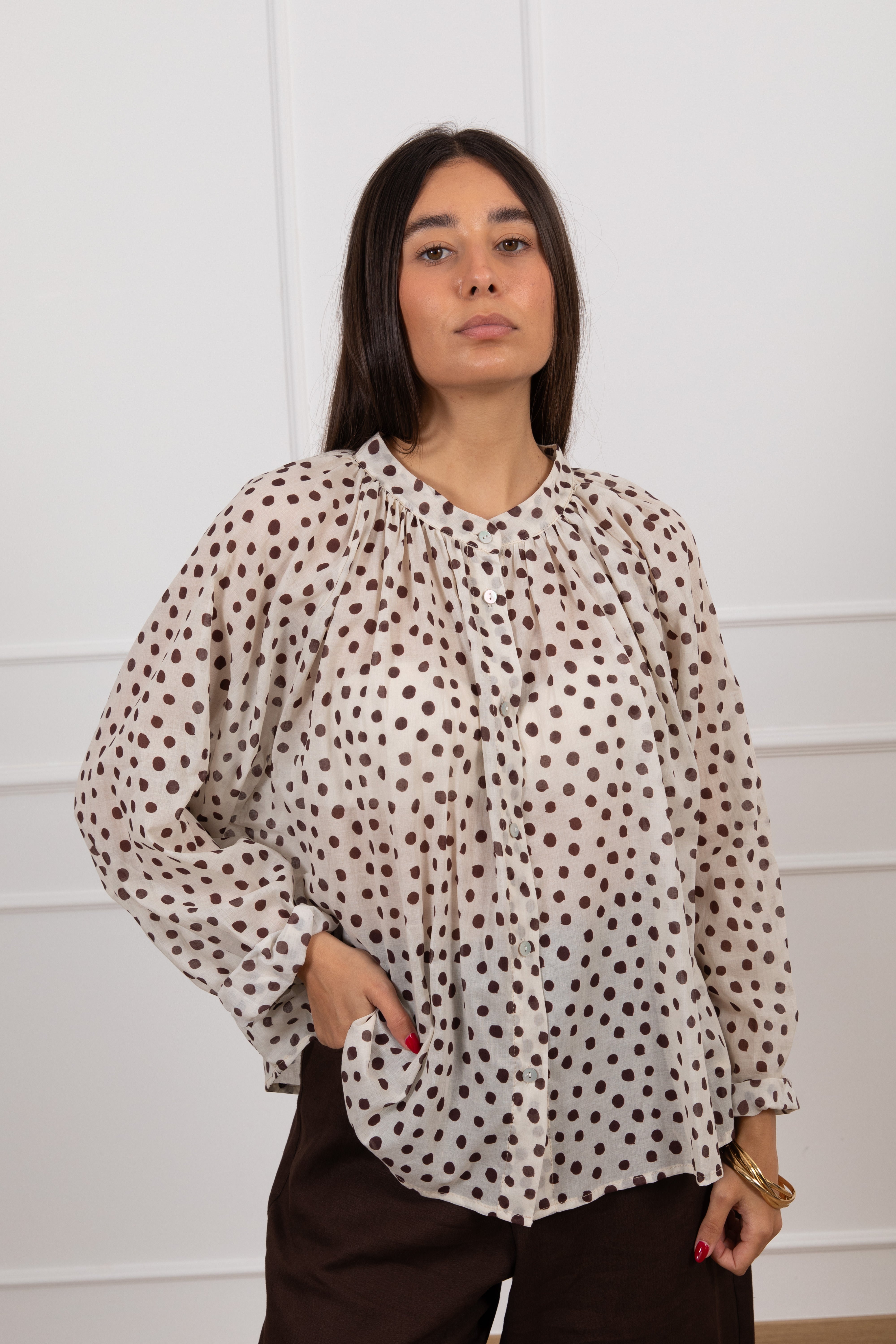 Camicia in cotone con micro pois Susy Mix