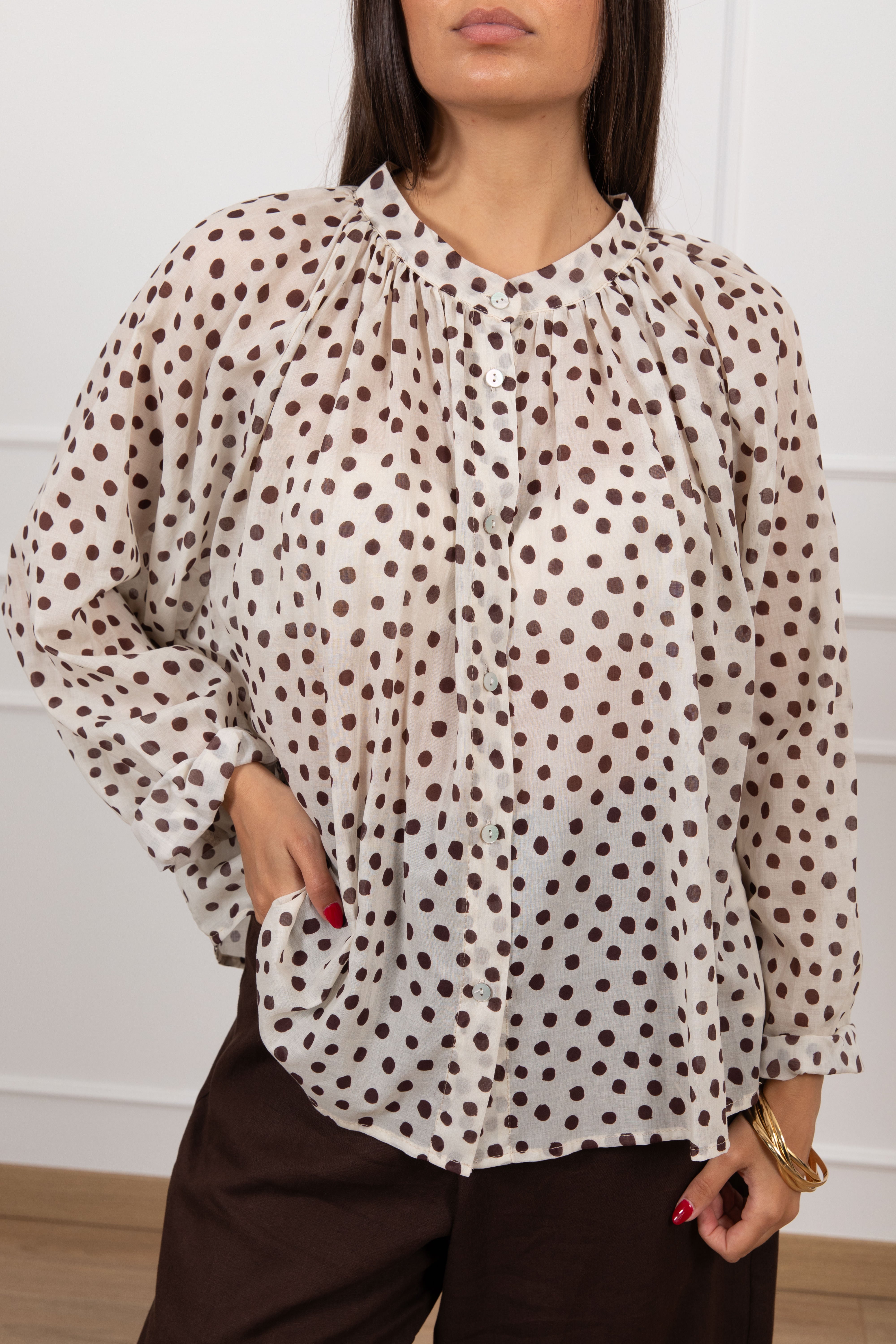 Camicia in cotone con micro pois Susy Mix