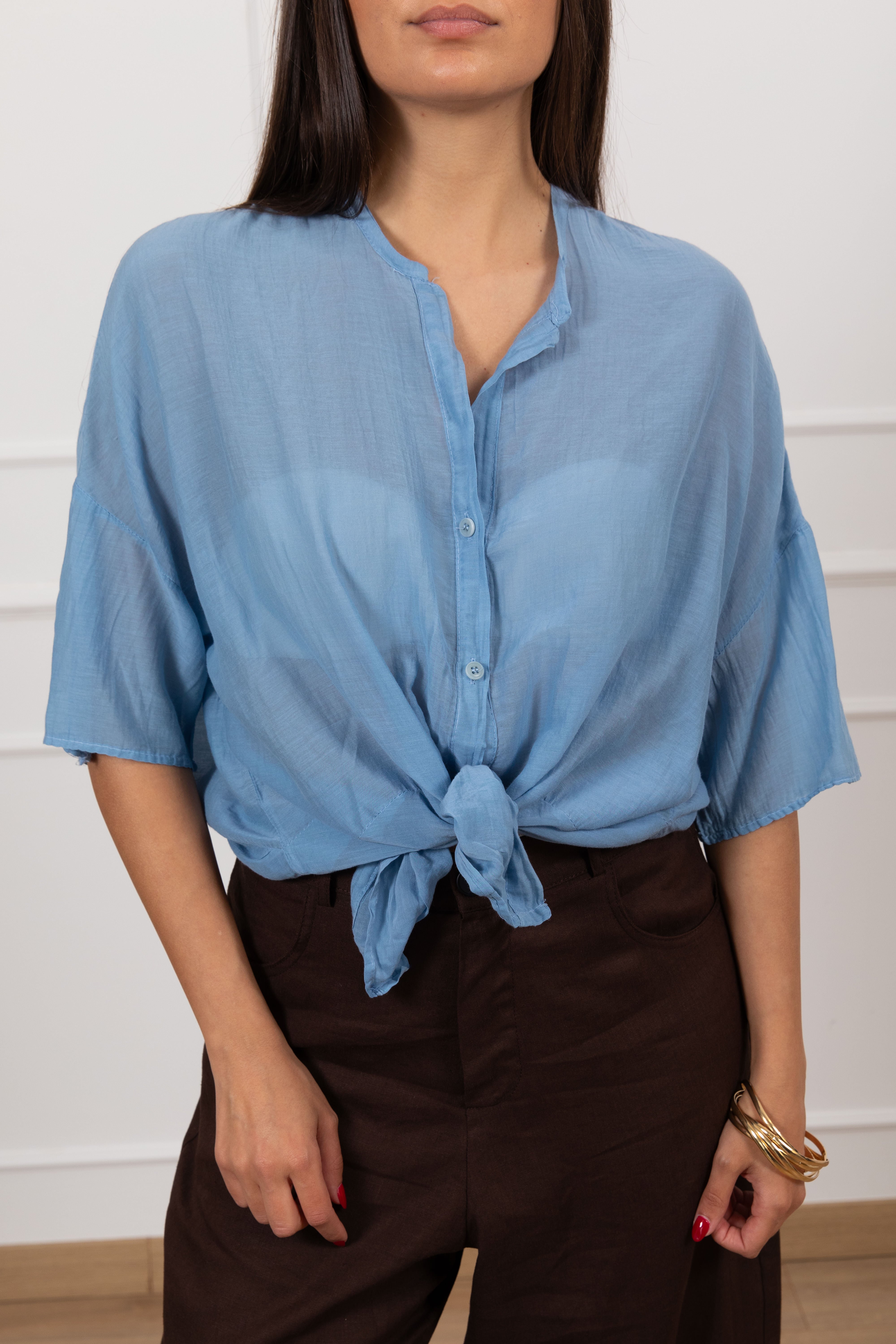Blusa in cotone e seta ViCOLO