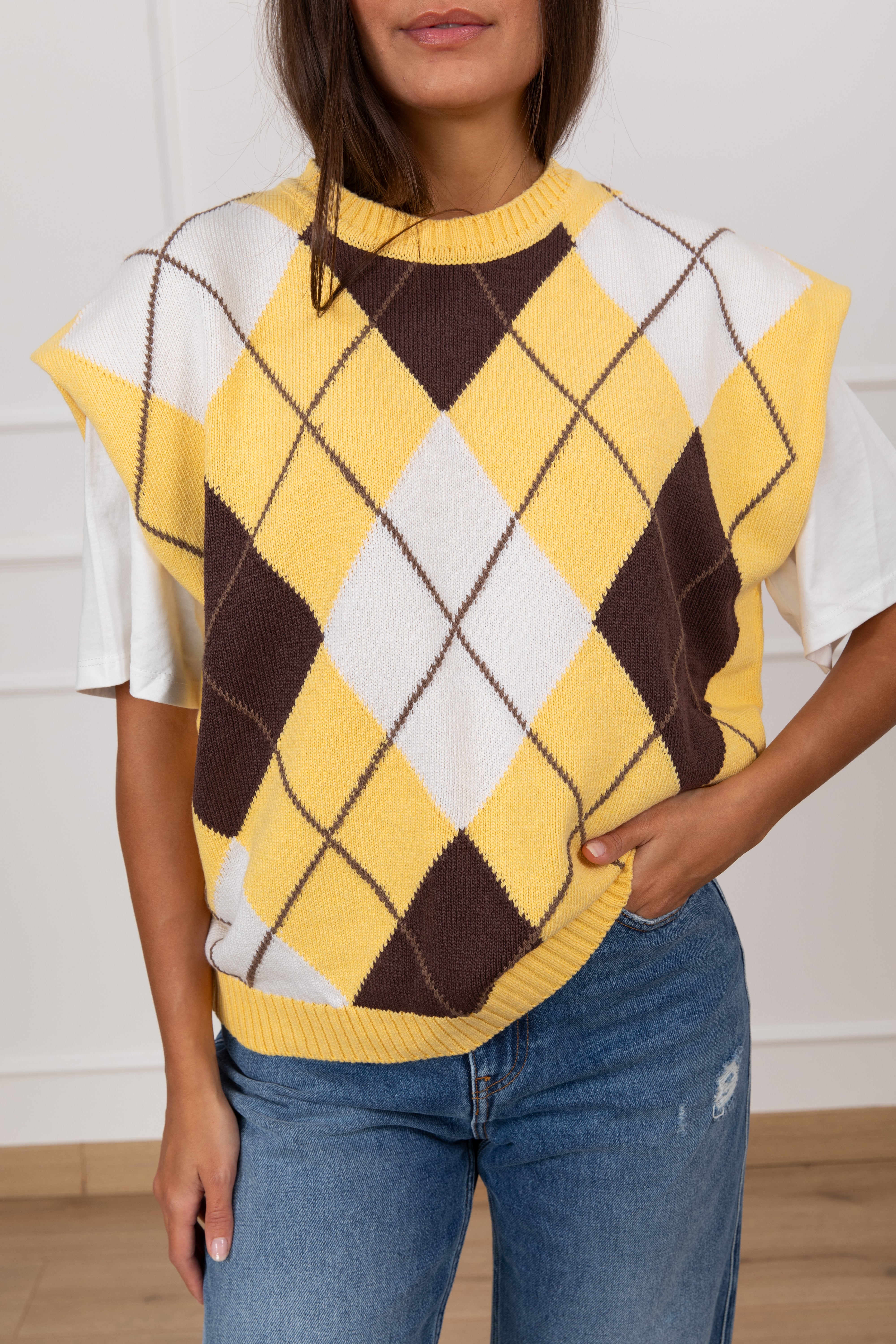 Gilet in maglia a rombi Tensione IN