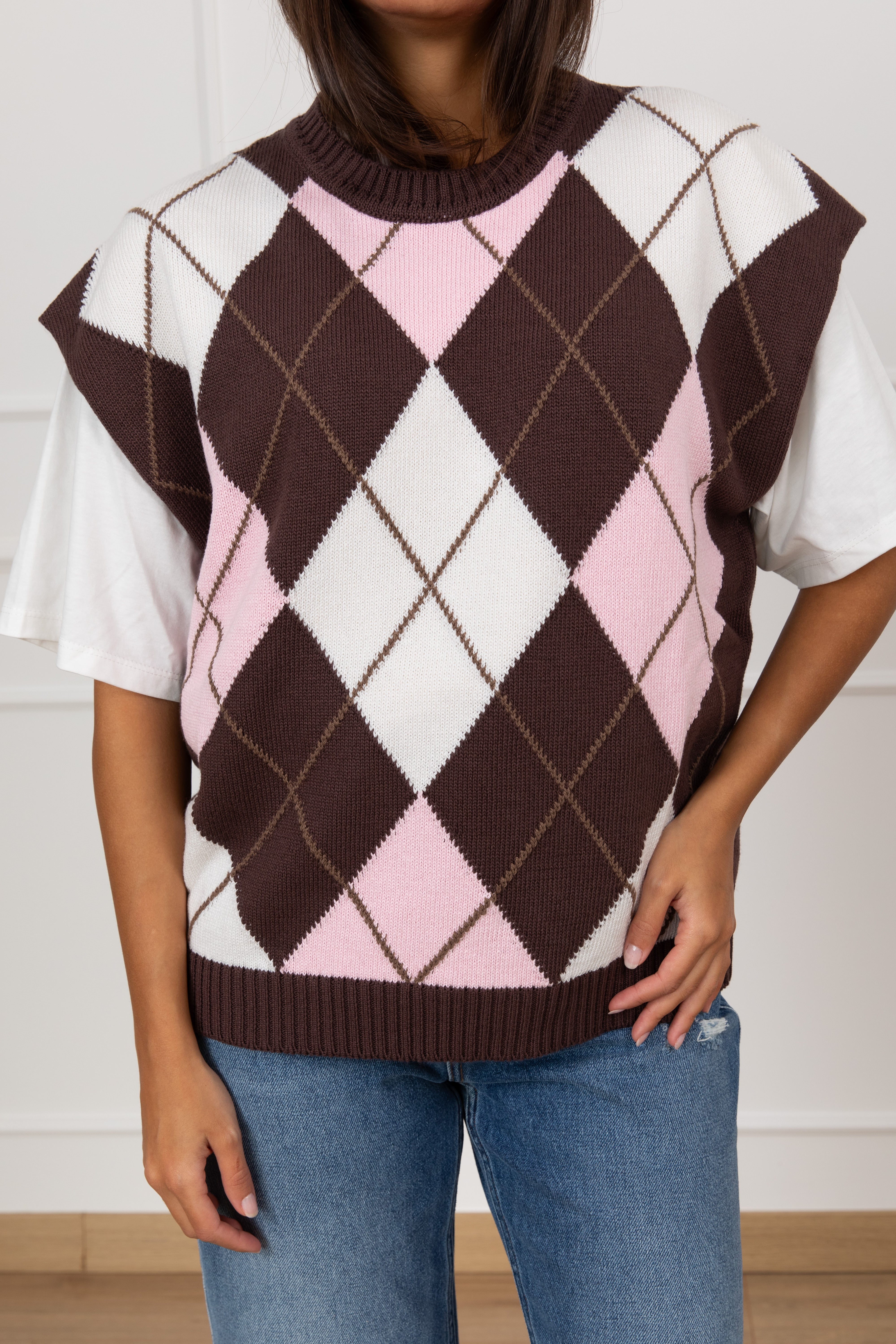 Gilet in maglia a rombi Tensione IN