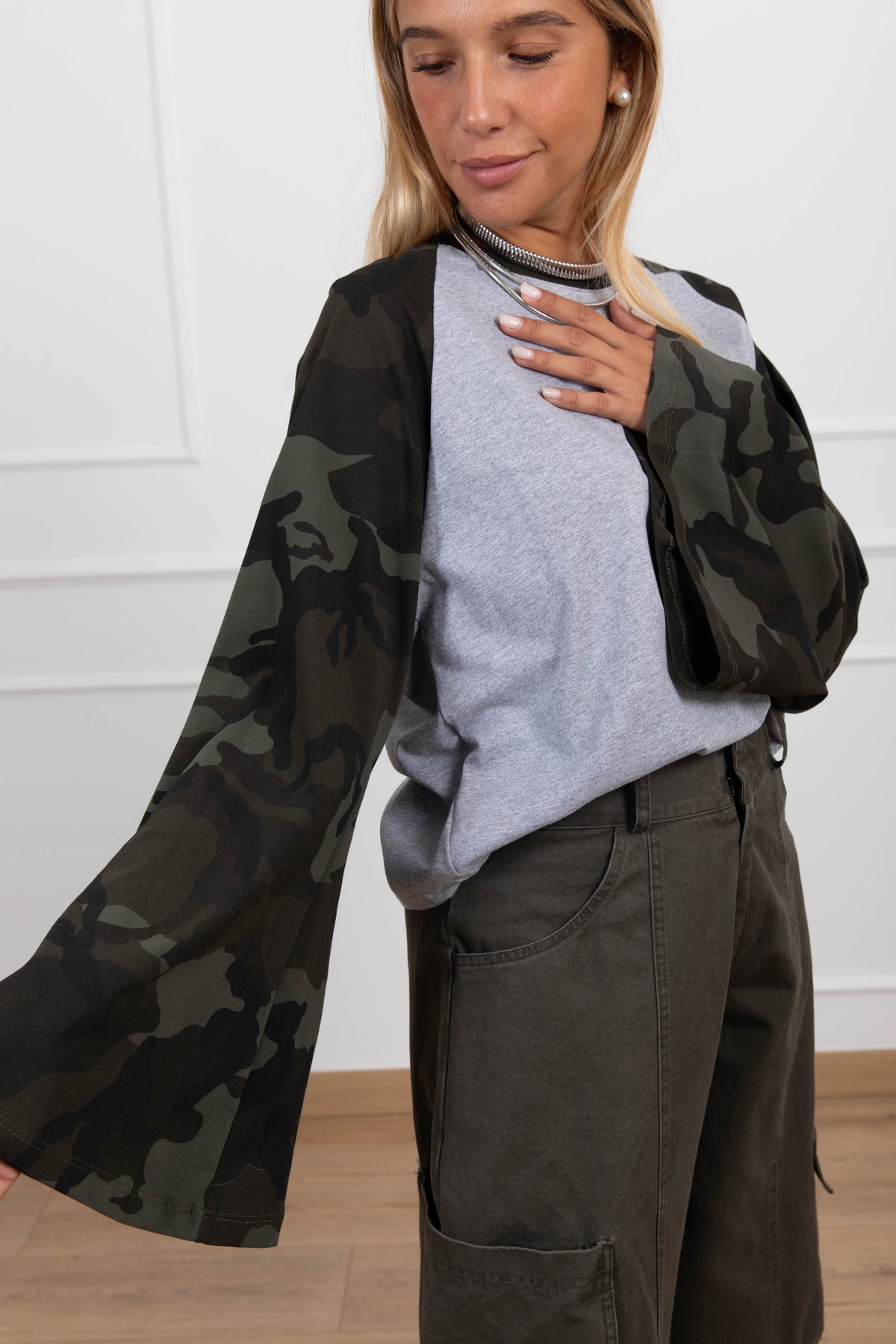 T-shirt bi-color manica lunga camouflage ViCOLO