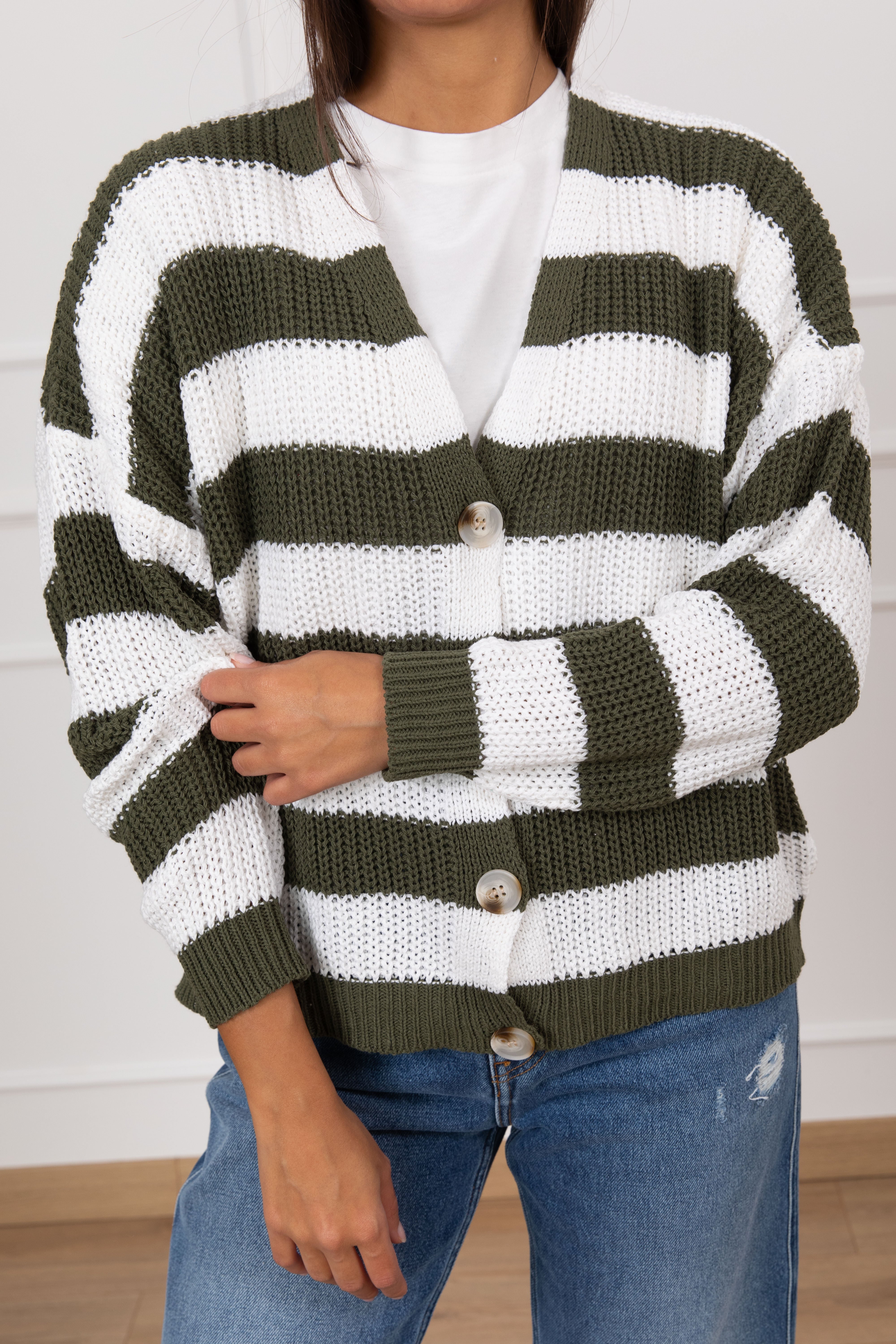 Cardigan a righe con scollo a "V" Susy Mix