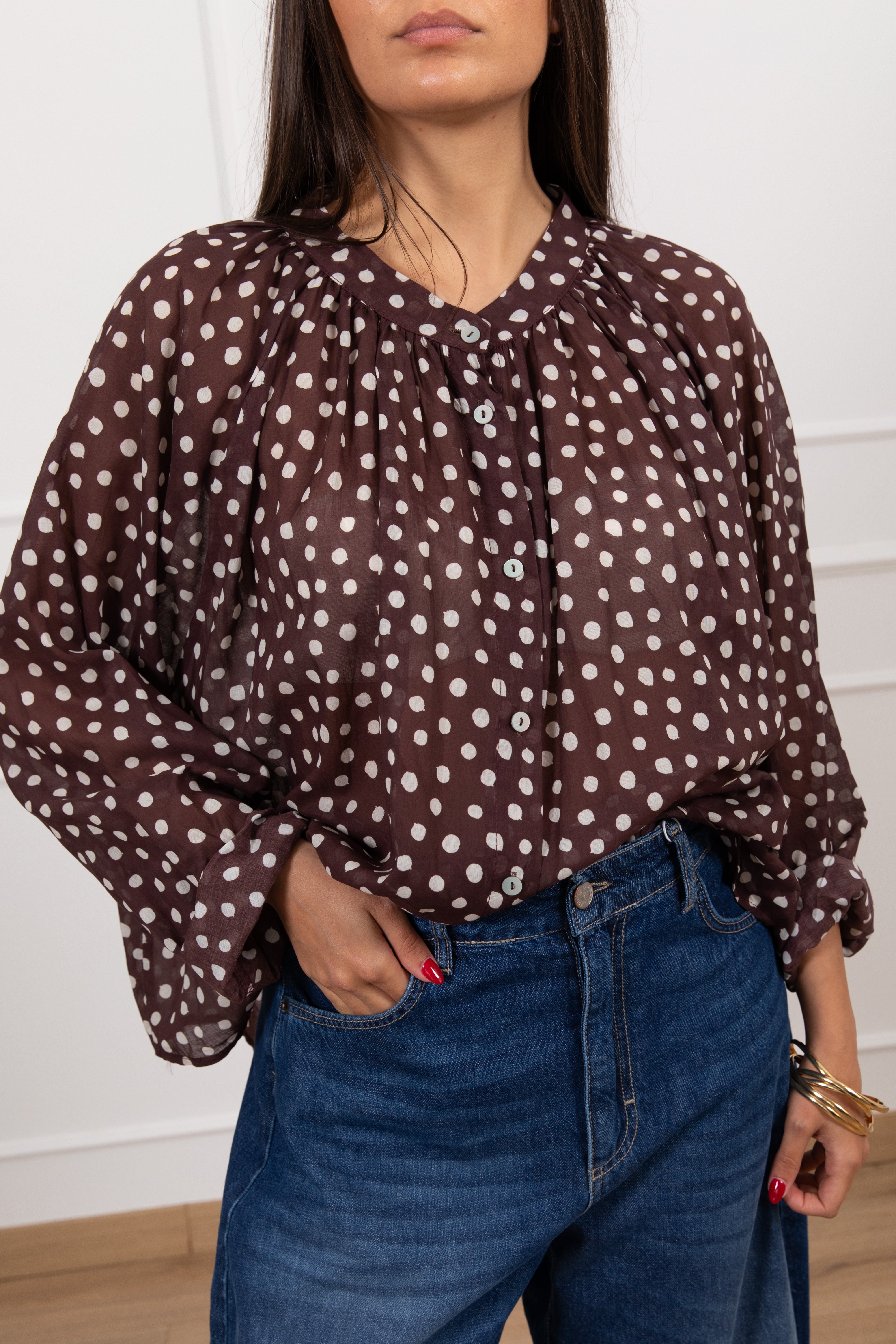 Camicia in cotone con micro pois Susy Mix