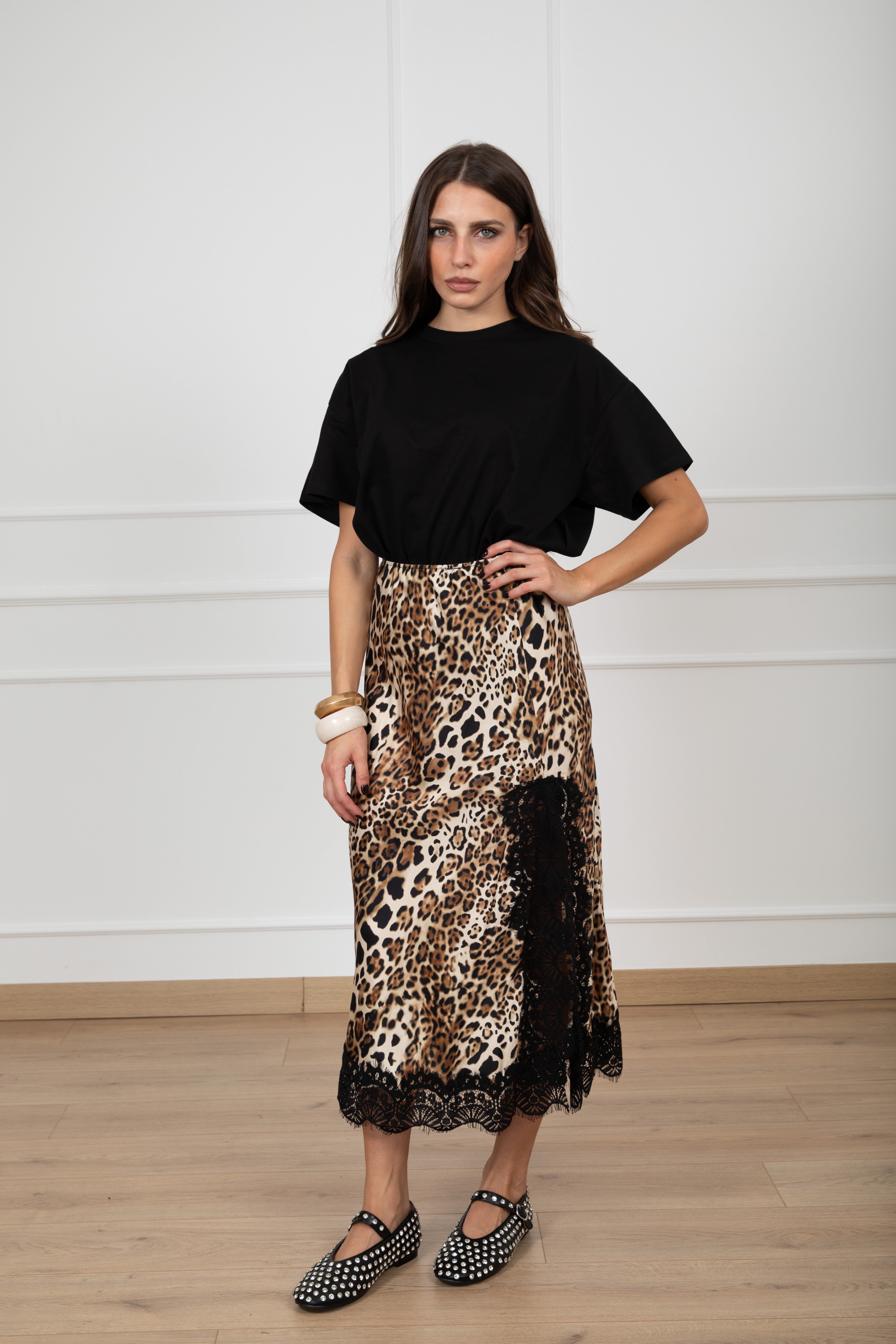 Gonna lingerie animalier con pizzo Tensione IN