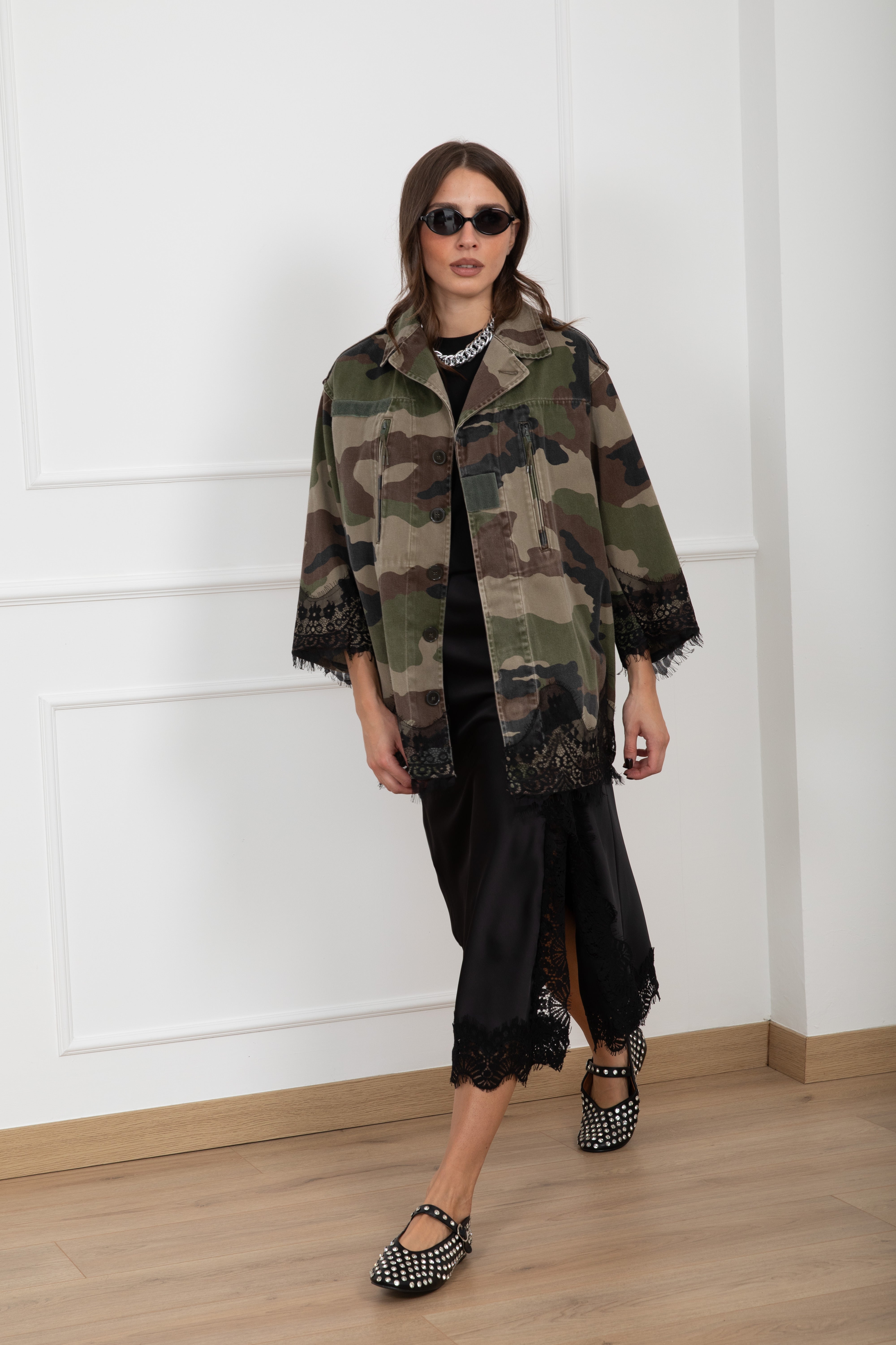 Giacca camouflage con pizzo Tensione IN