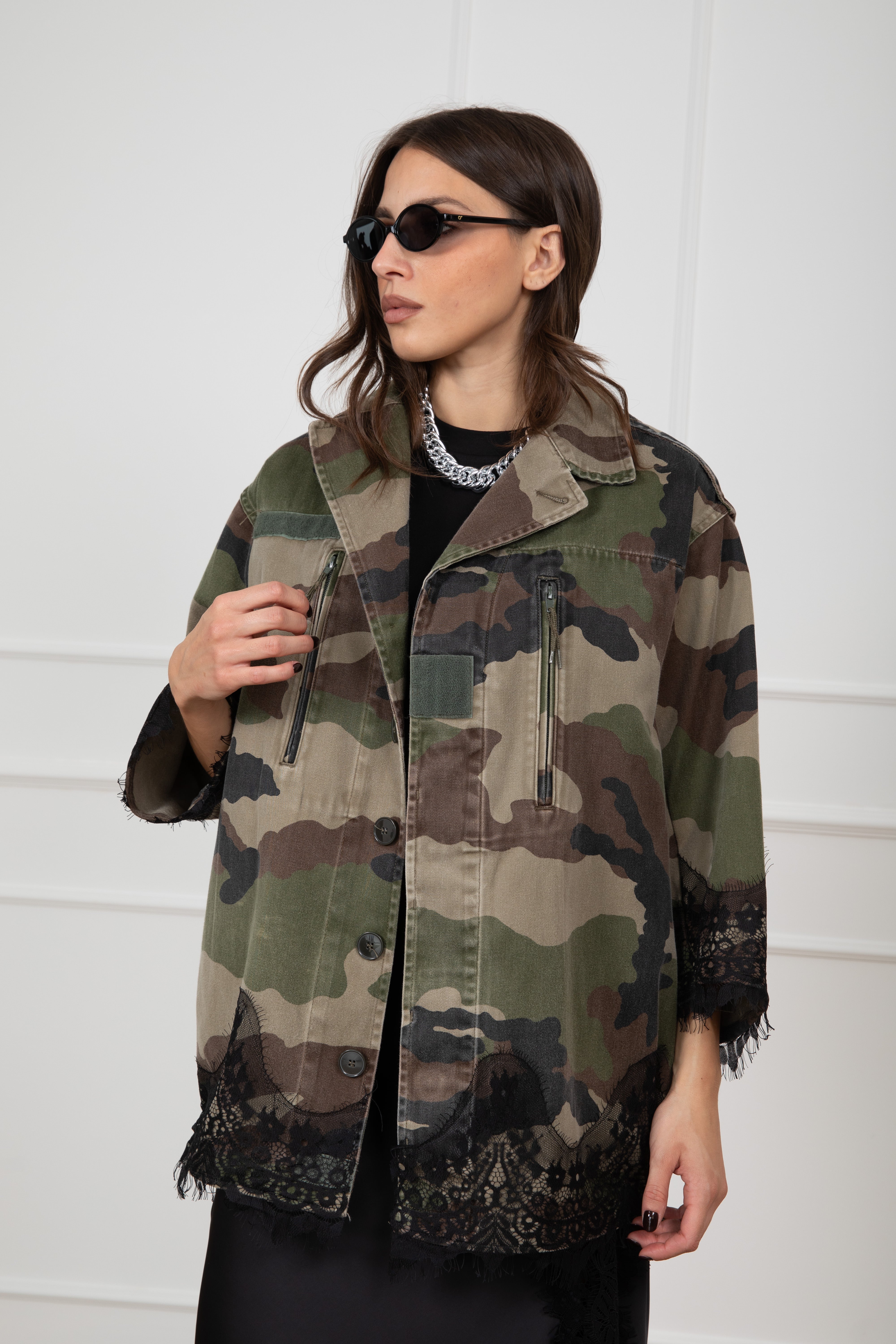 Giacca camouflage con pizzo Tensione IN