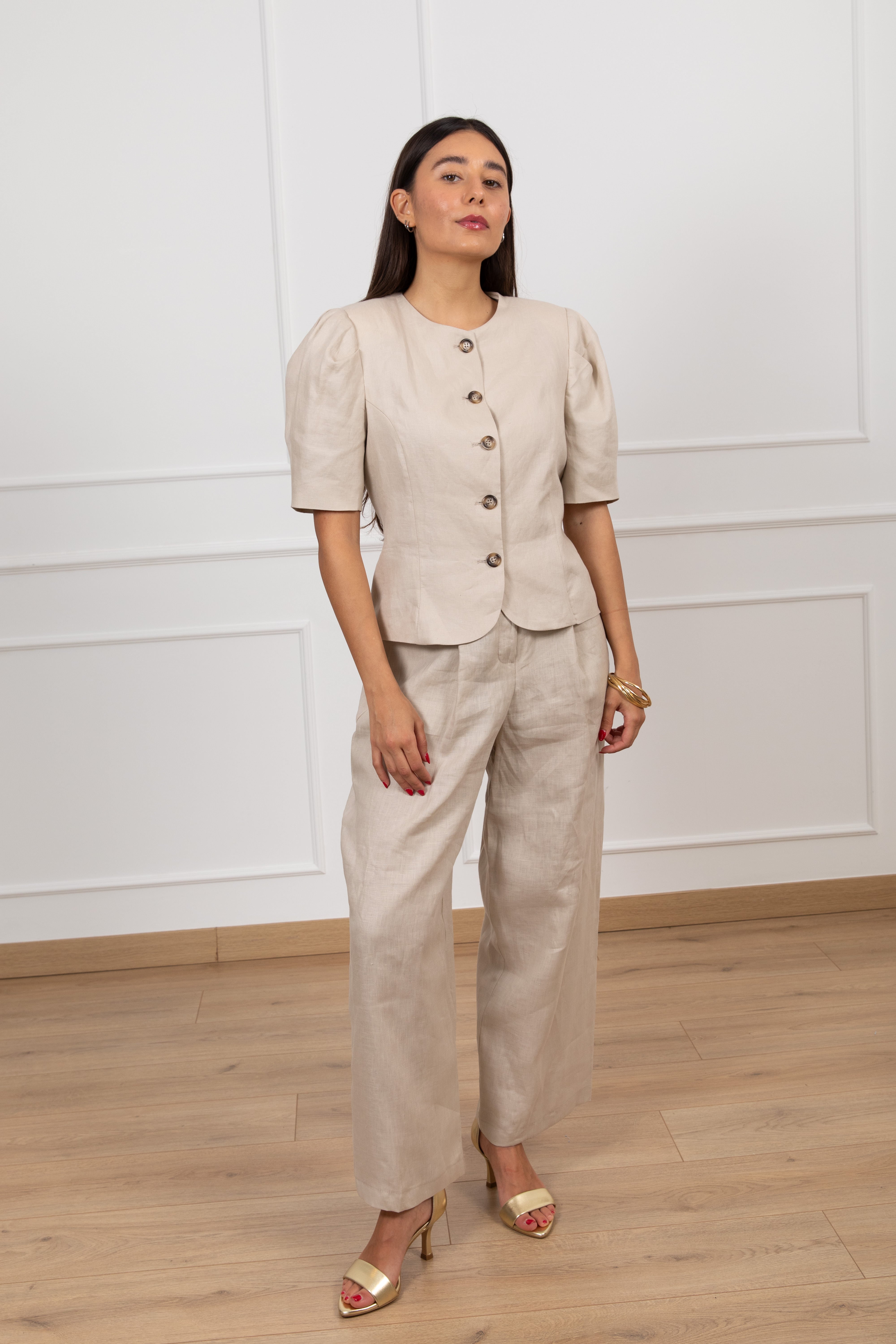 Pantalone 100% lino con pinces Tensione IN