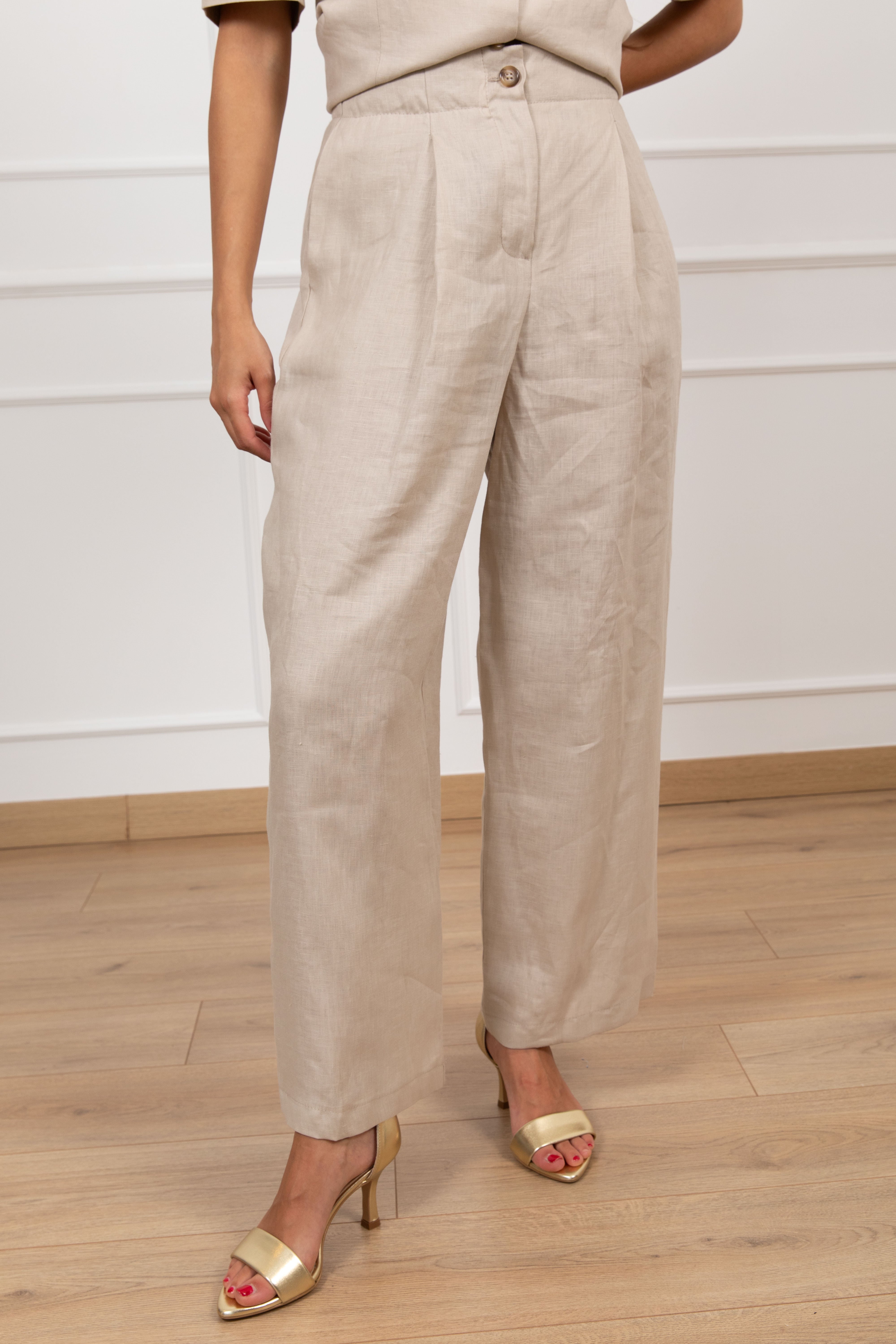 Pantalone 100% lino con pinces Tensione IN
