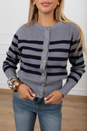 Cardigan a righe con bottoni oro Susy Mix