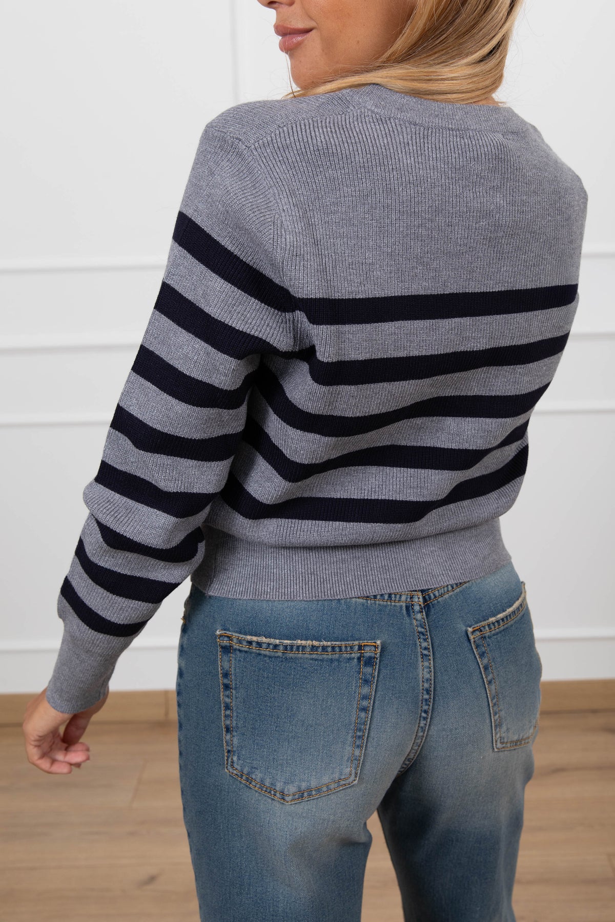 Cardigan a righe con bottoni oro Susy Mix