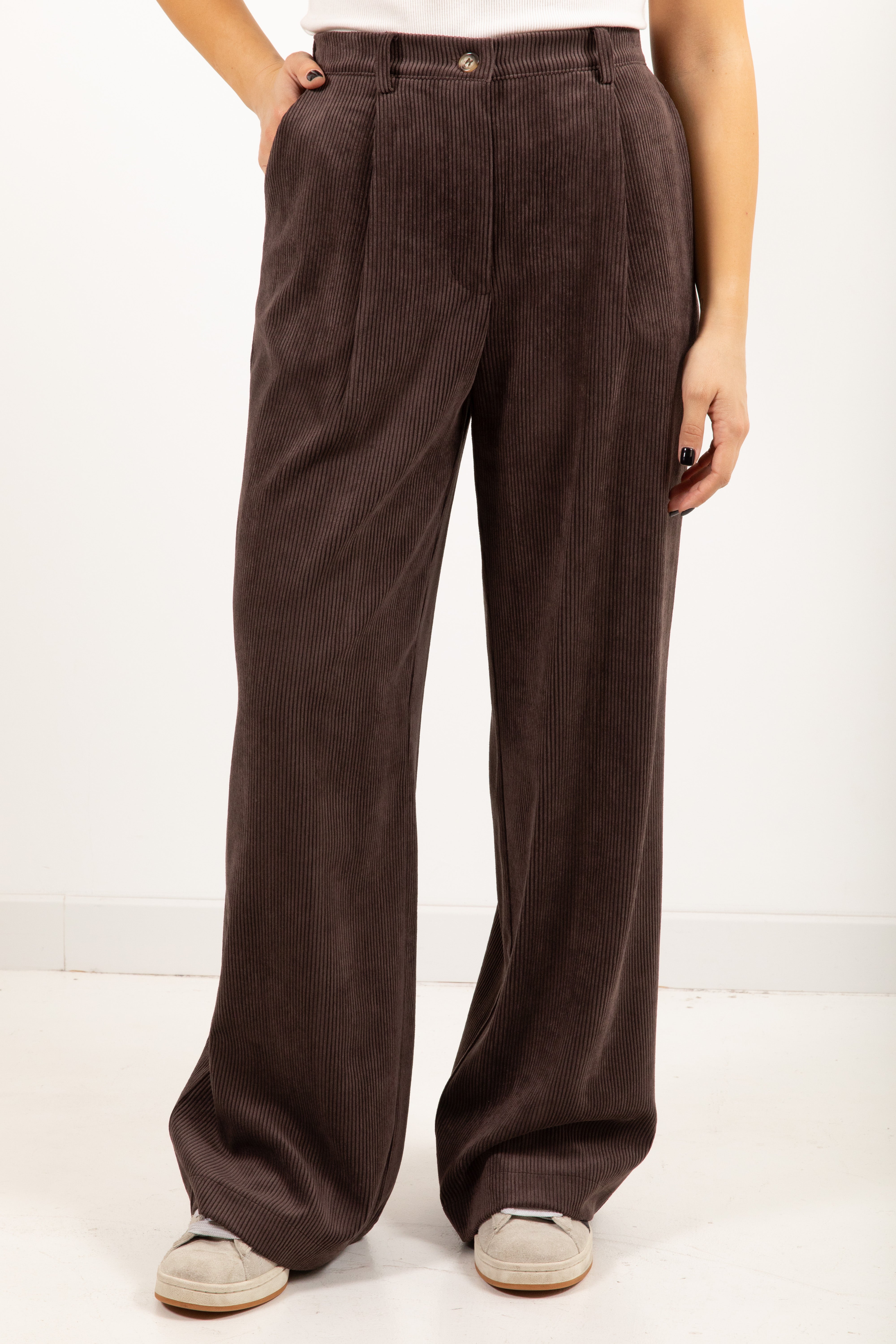 Pantalone palazzo velluto con elastico sul retro Dixie