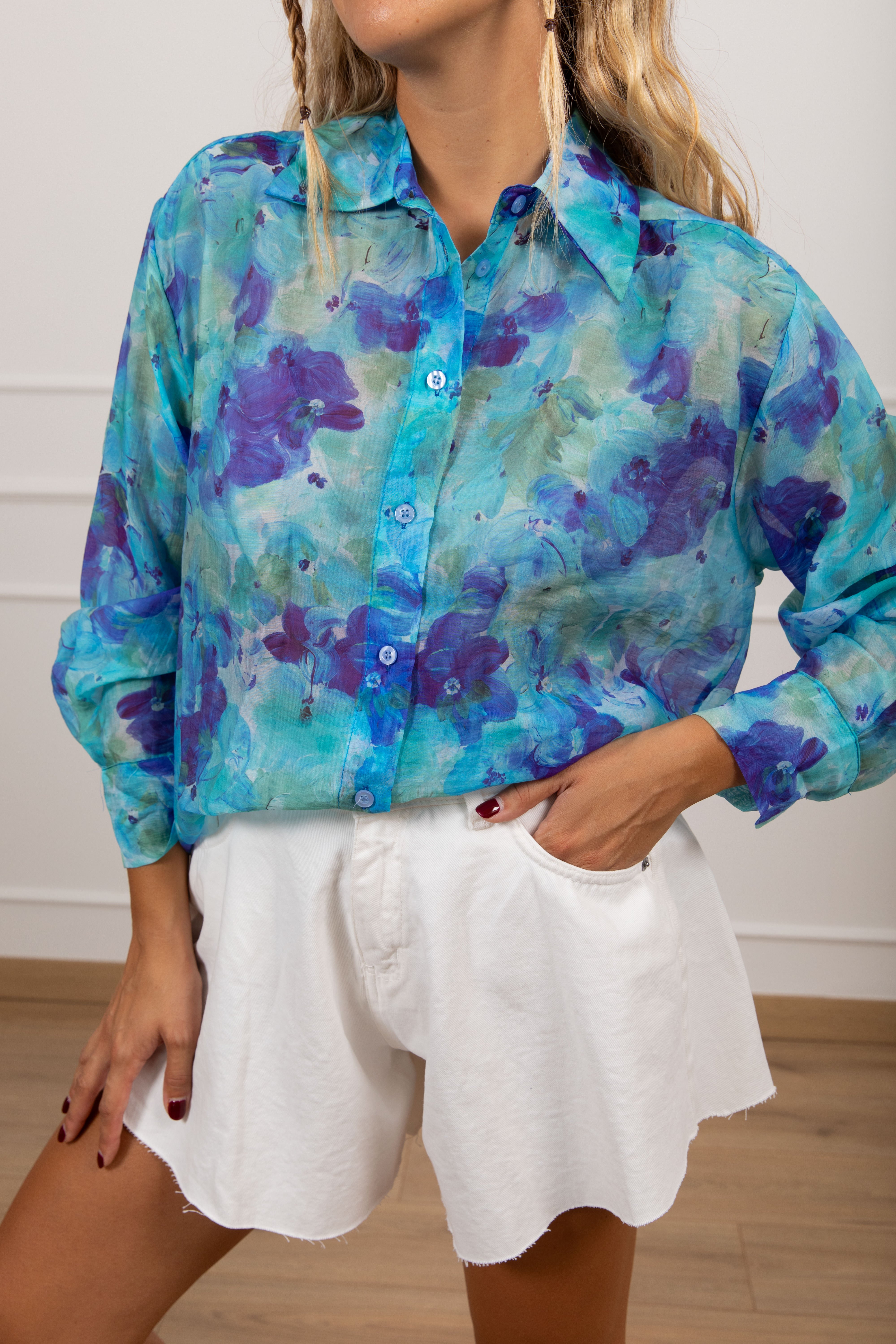 Camicia fantasia fiore acquerello Tensione IN