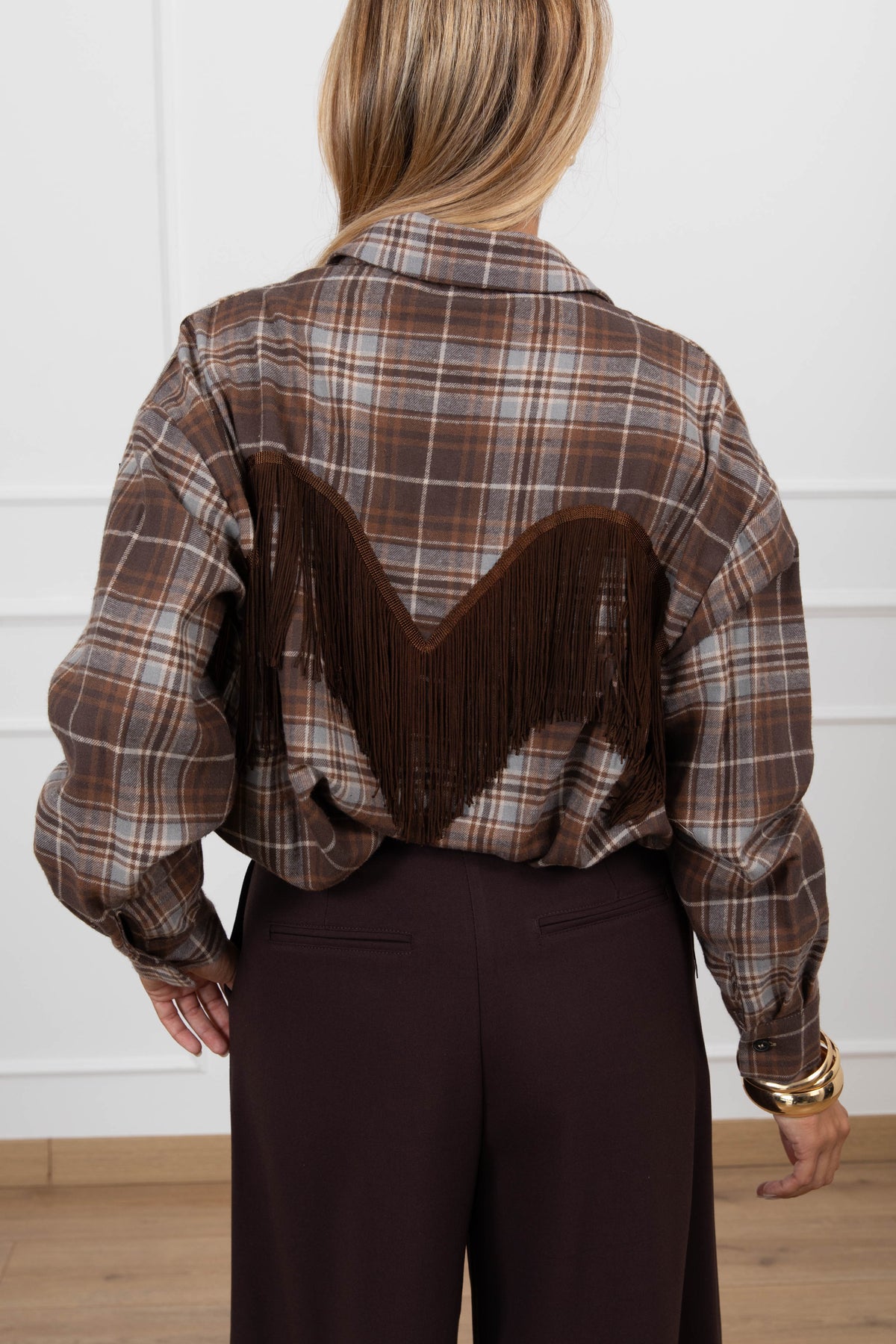 Camicia check grigio/moro con frange Tensione IN