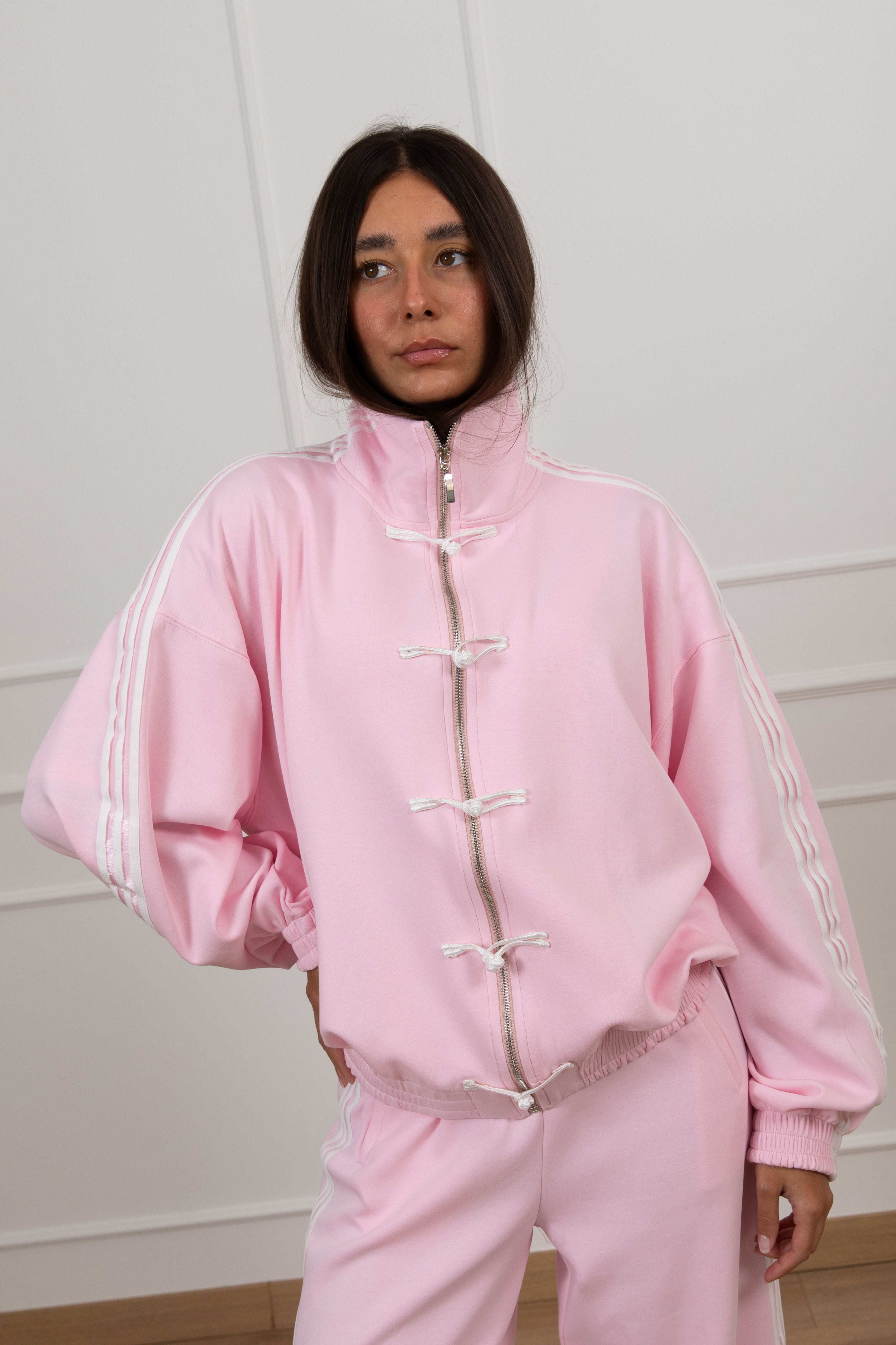 Felpa zip con bande laterali e alamari Tensione IN