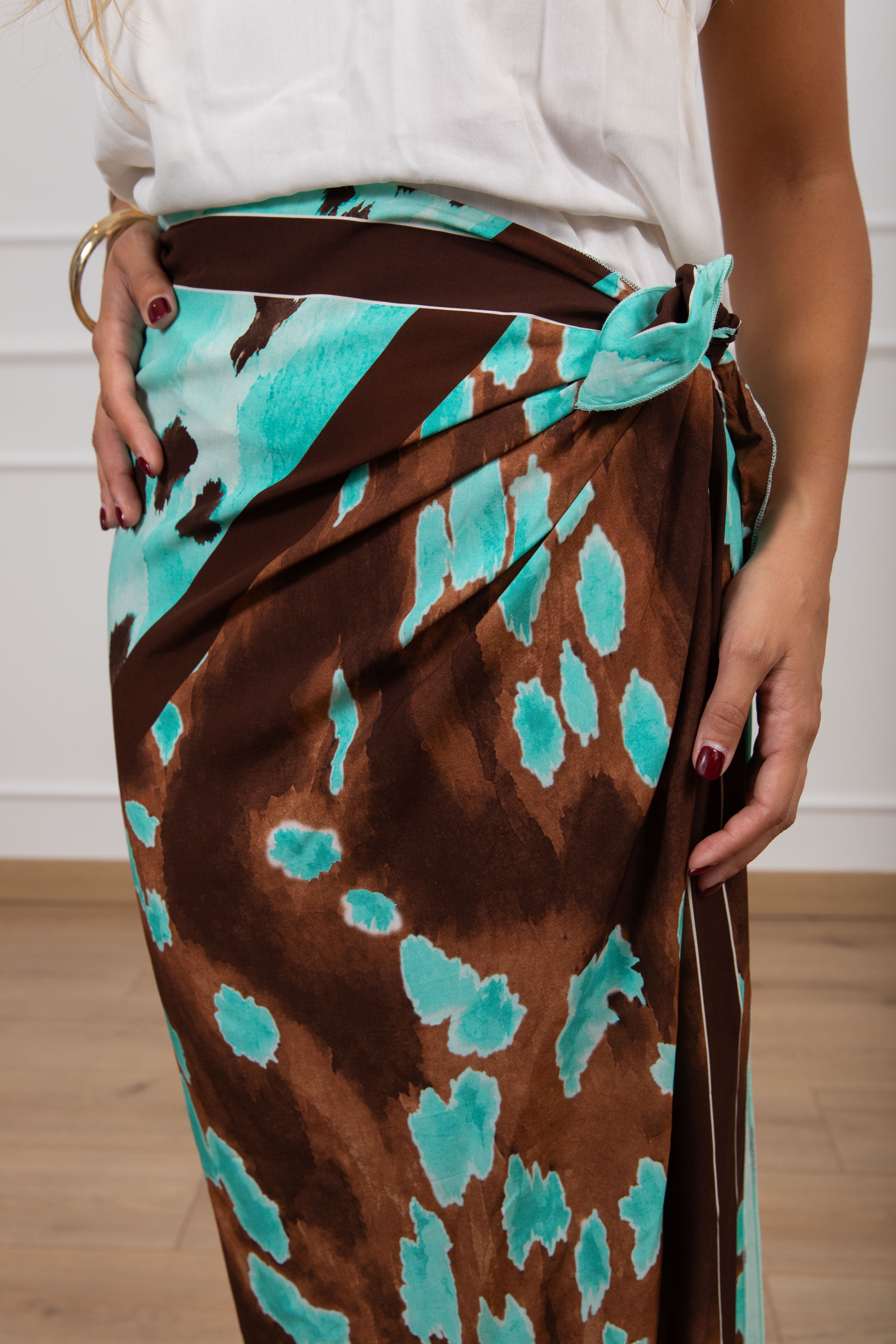 Gonna lunga pareo leopard print Tensione IN
