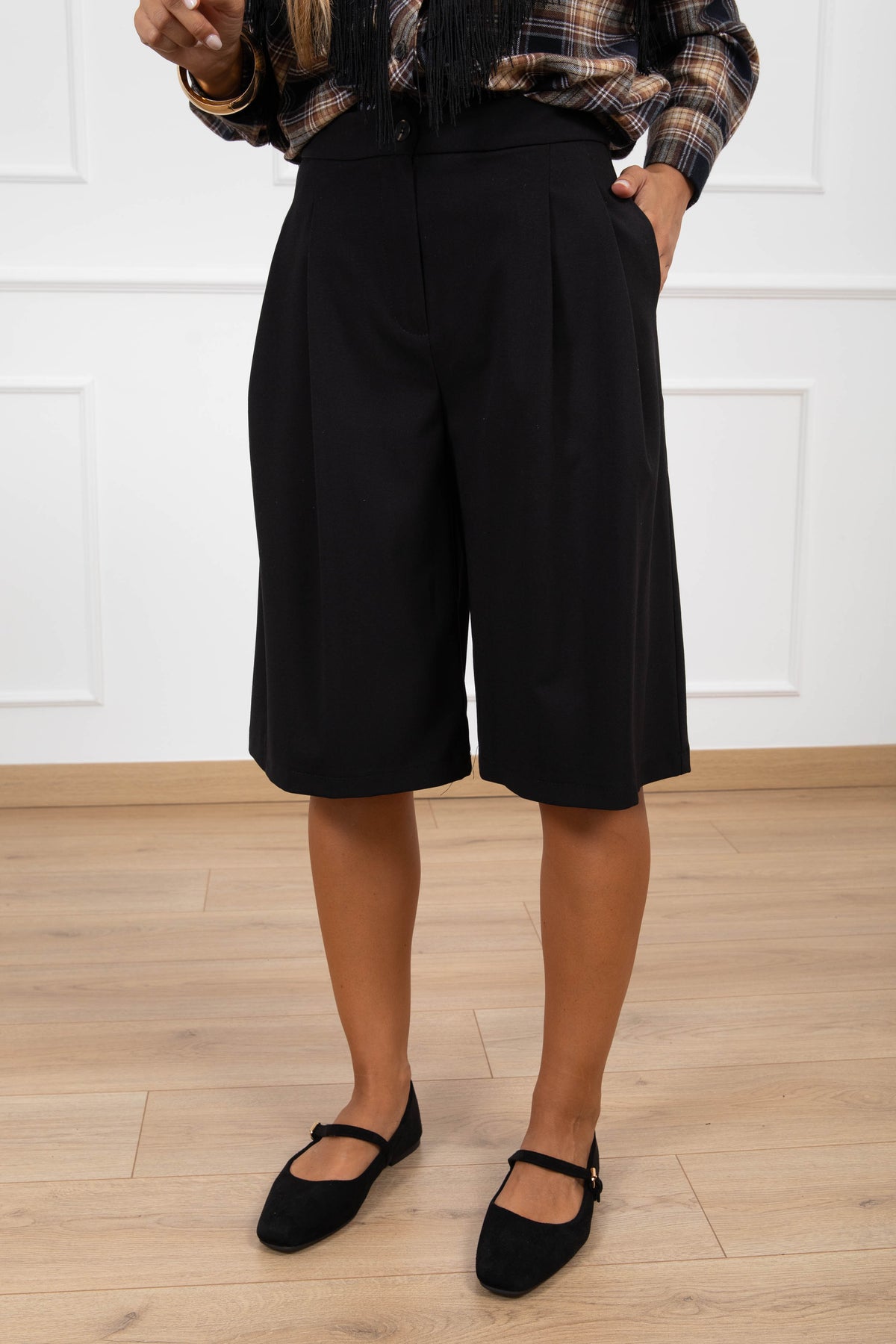 Bermuda sartoriale doppia pinces variante nero Tensione IN