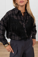 Camicia quadro nero con frange Tensione IN