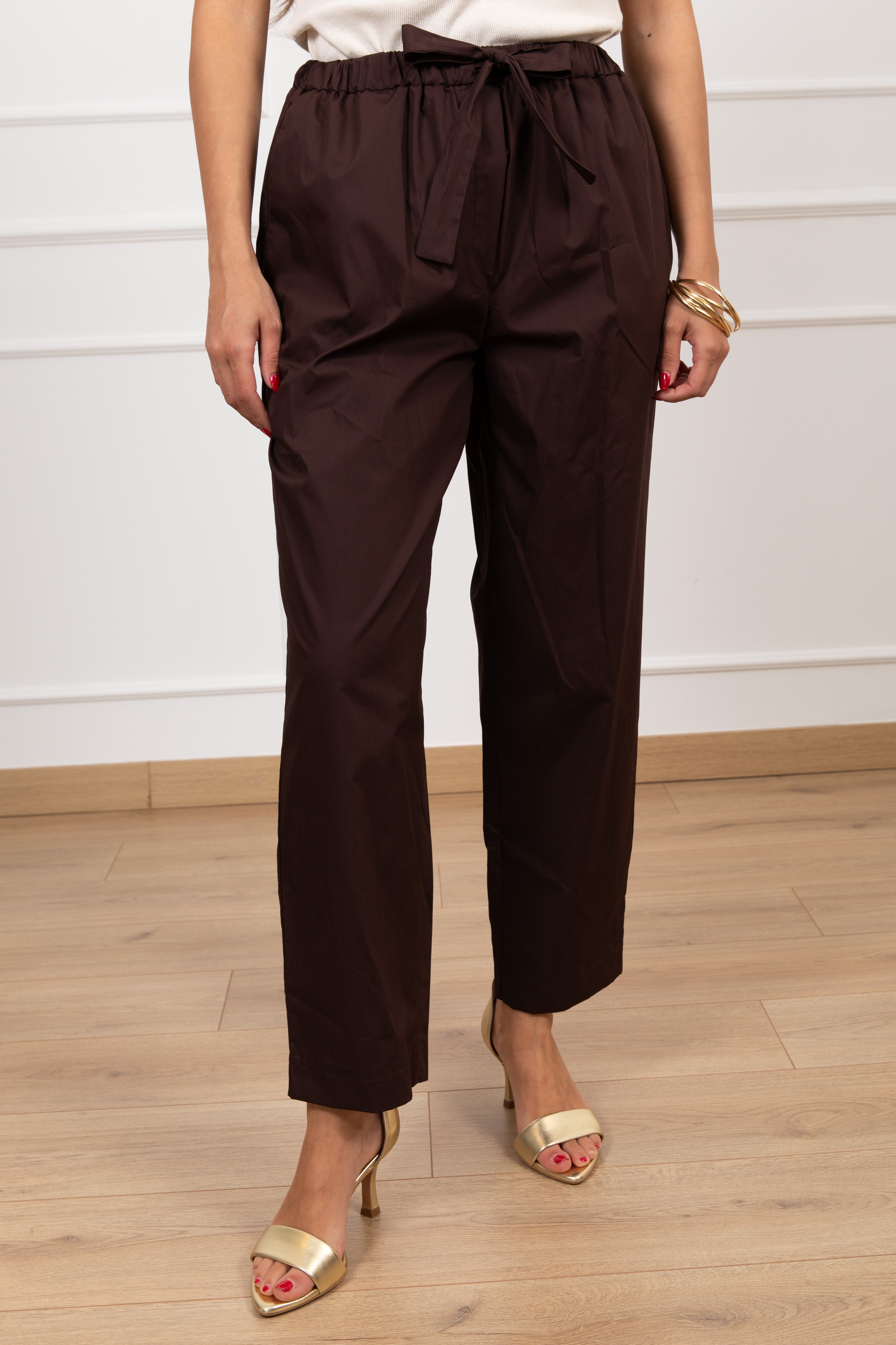 Pantalone a sigaretta in cotone con elastico Motel